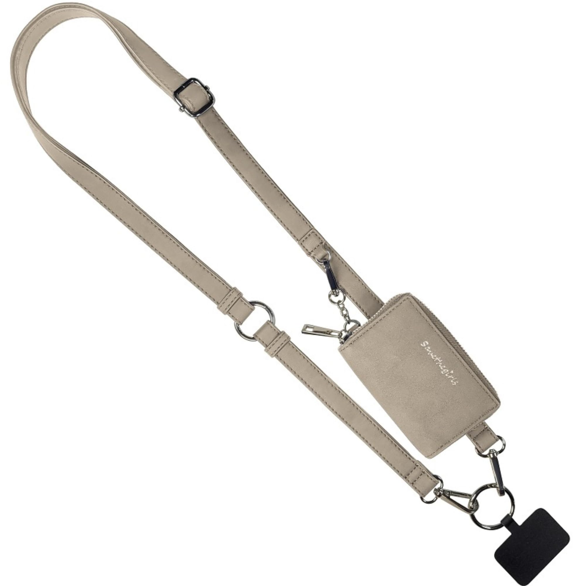 Clip and Go Brushed Vegan Phone Lanyard - Adjustable Crossbody Phone Case with Pouch, Removable Strap for Hands-Free Convenience at Work, Travel, and Outdoor Adventures