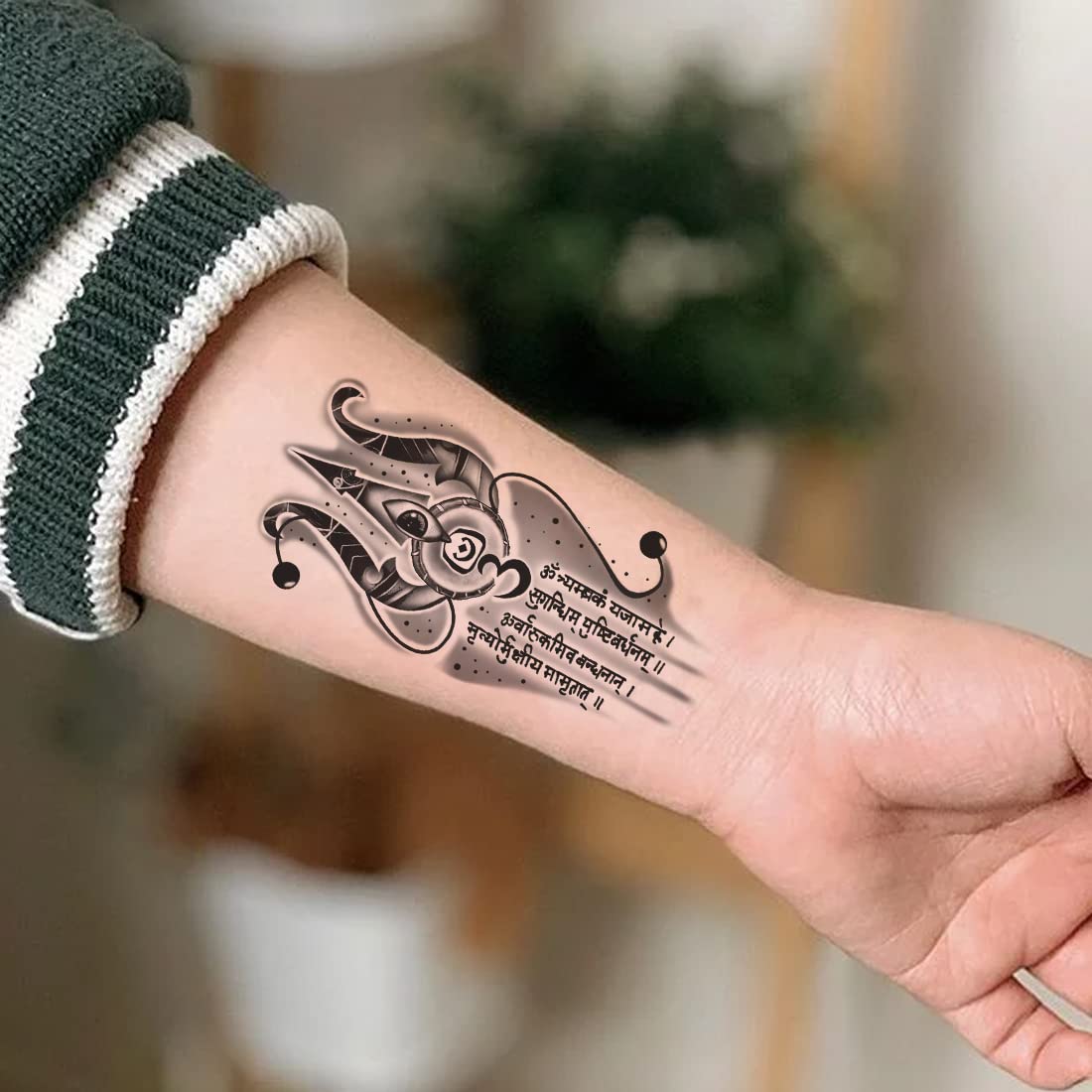 Waterproof God Shiv Mantra Temporary Tattoo for Men & Women - Spiritual Body Art for Festivals, Yoga & Meditation