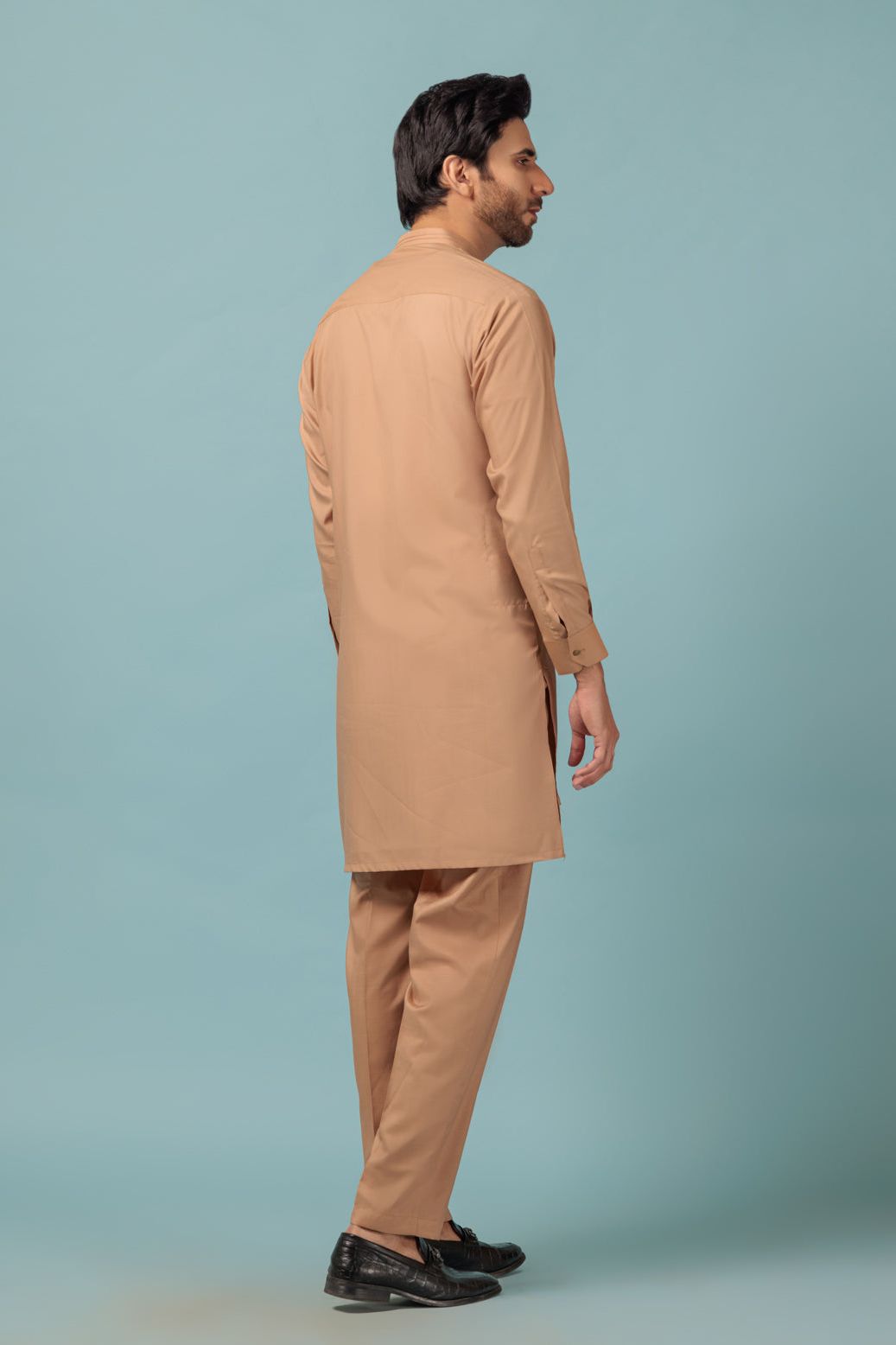 Stylish Blended Light Brown Kurta Shalwar Set - Traditional Pakistani Outfit for Men - Perfect for Eid, Weddings & Special Occasions