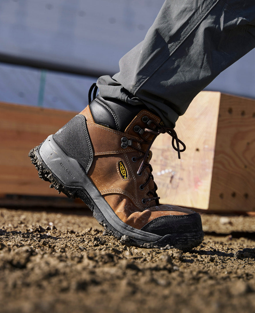 Men's Evanston 6 Insulated Waterproof Work Boot with Carbon Toe - Bison/Black - Heavy Duty Winter Boots for Construction, Hiking & Outdoor Work