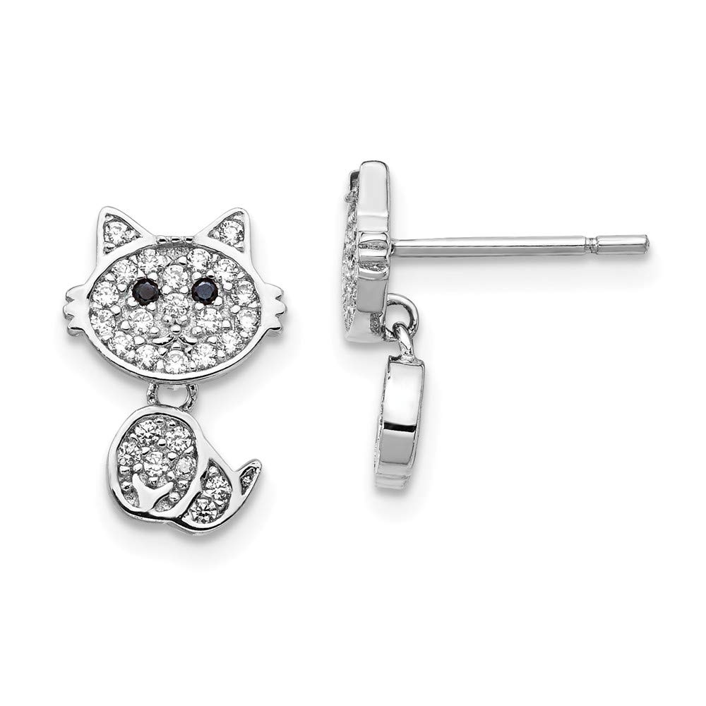 Styling Sterling Silver Cubic Zirconia Cat Stud Earrings - Perfect for Casual Wear, Parties & Gift Giving