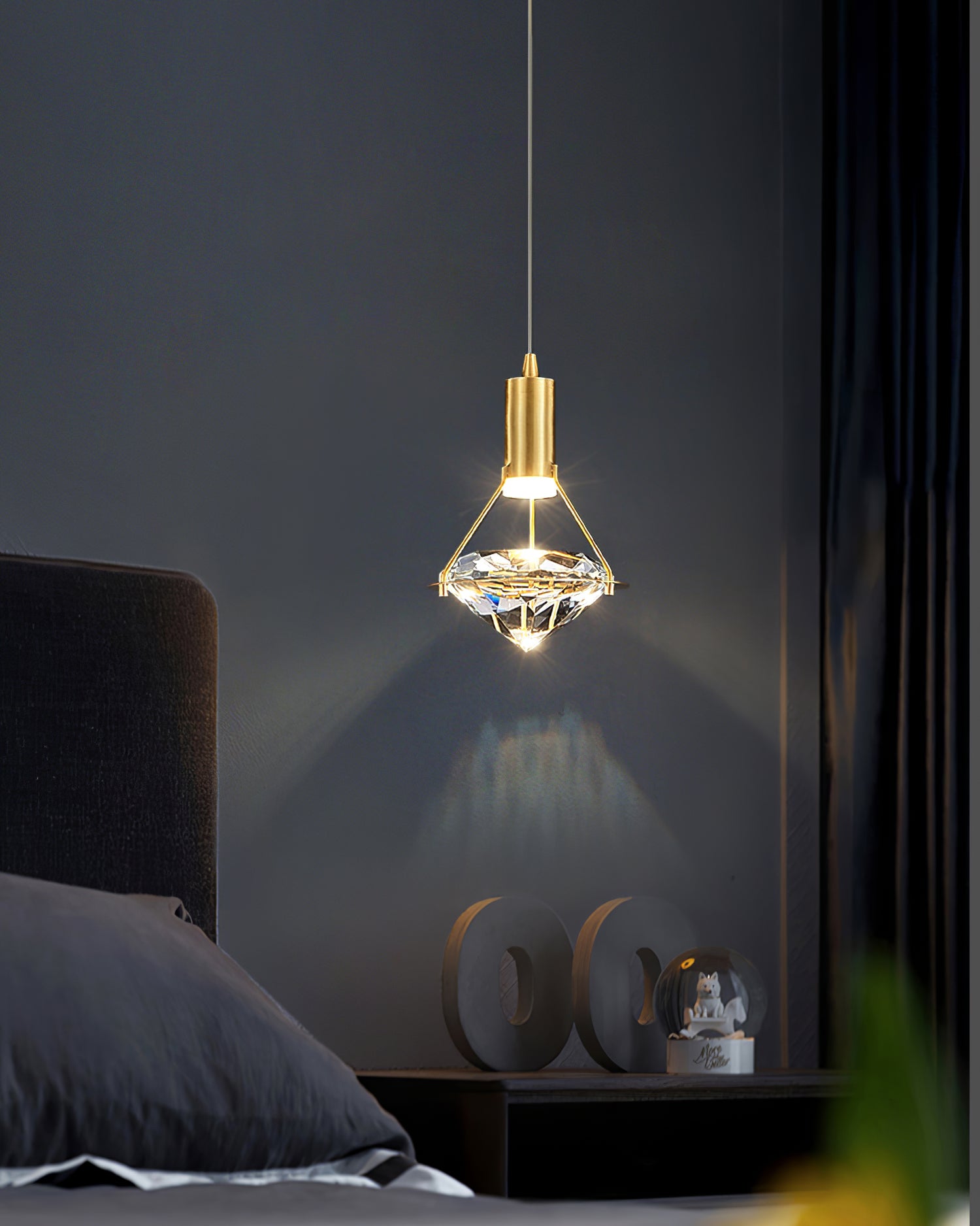 Elegant Diamond Pendant Light - Modern Crystal Chandelier for Dining Room, Bedroom, or Living Room Decor