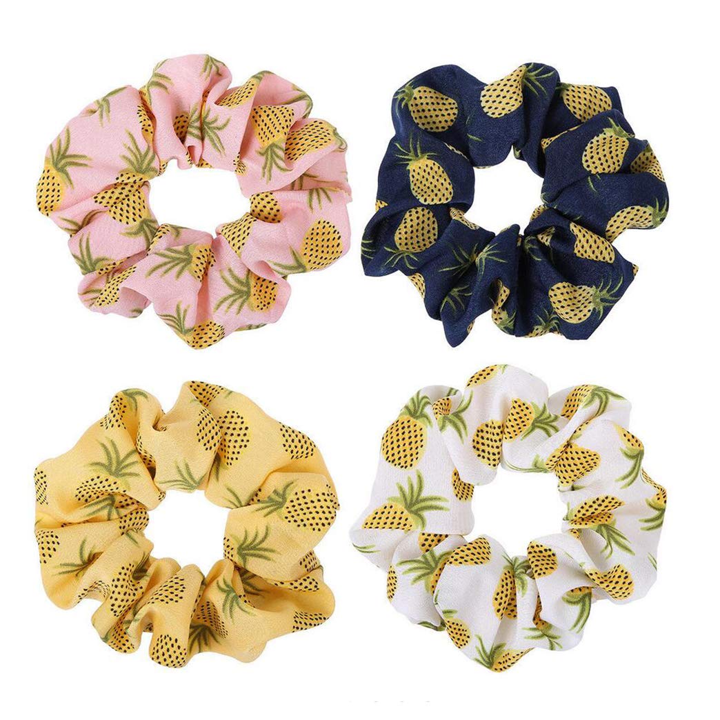 8PCS Women's Assorted Color Pineapple Design Hair Ties - Soft Elastic Scrunchies, Satin Ponytail Holders & Hair Accessories for Girls (Best Christmas Gifts for Hair Decor & Daily Use)