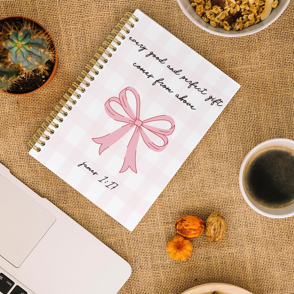 Preppy Pink Bow Notebook - 5.5