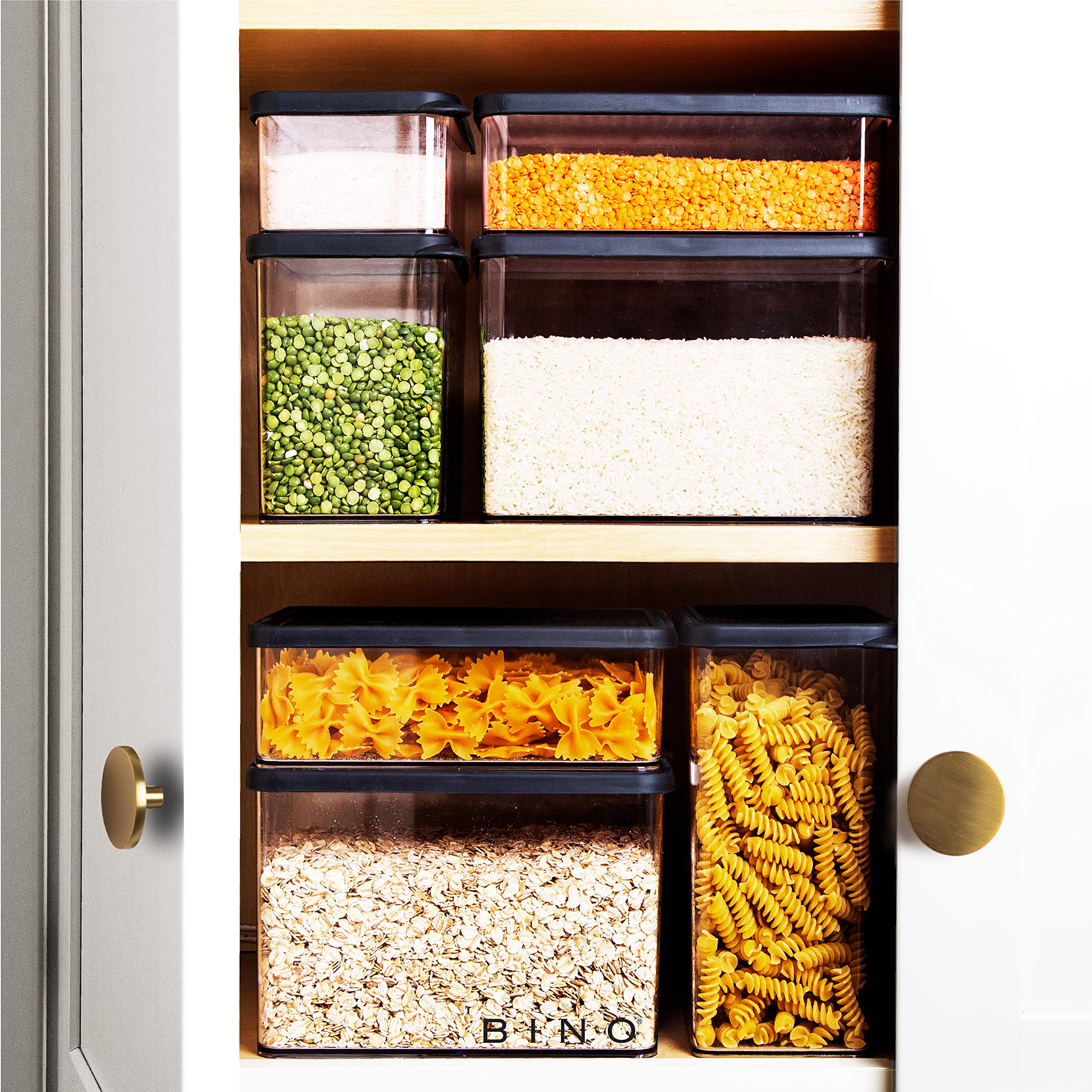 BINO Airtight Food Storage Containers 24-Pack, 1.8 Qt (1.75 Liter) Black - BPA-Free Kitchen Organization Containers with Lids for Pantry, Cereal, Flour, Sugar & Meal Prep | THE SNAP COLLECTION
