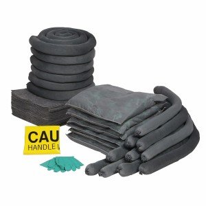 SpillTech RSPKU-65 76-Piece Universal 65-Gallon Spill Refill Kit - Absorbent Pads & Socks for Oil, Chemical & Hazardous Liquid Cleanup in Warehouses, Garages & Industrial Sites