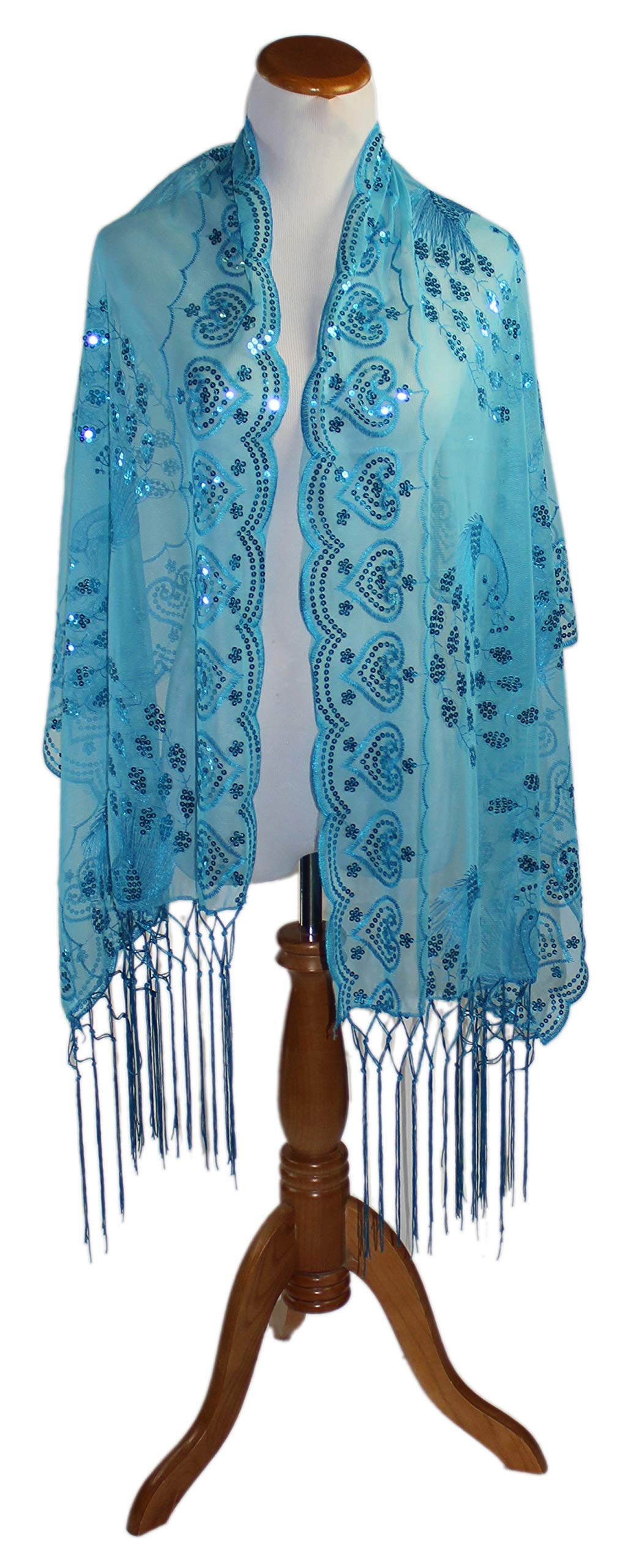 Ted & Jack - Sequin and Lace Peacock Patterned Party Wrap - Elegant Evening Wear for Women's Cocktail Parties, Proms, and Special Occasions