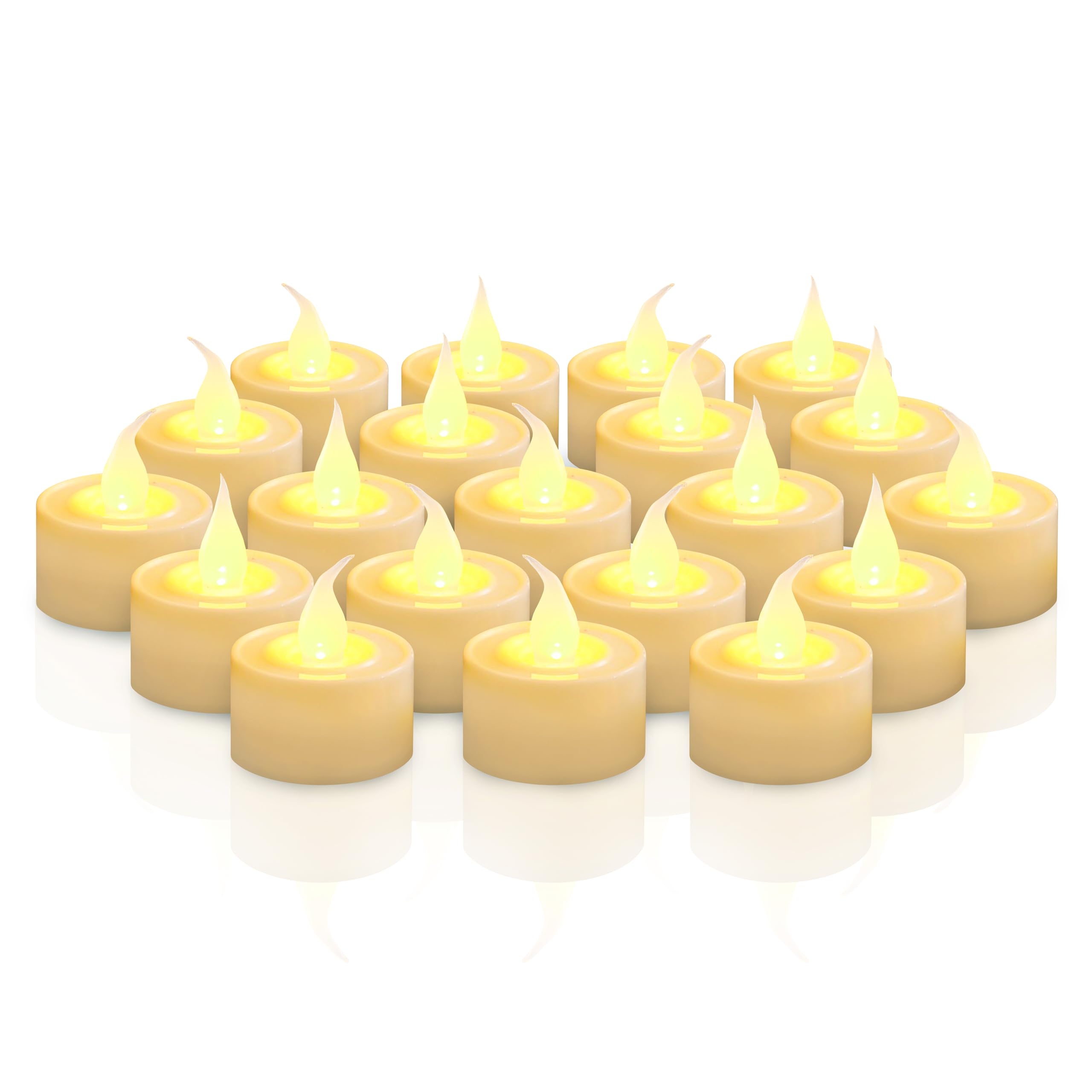 FURORA LIGHTING Ivory White LED Tealight Candles - Pack of 20 Flameless Flickering Battery Operated Candles for Home Decor, Wedding, Party & Holiday - 1.5