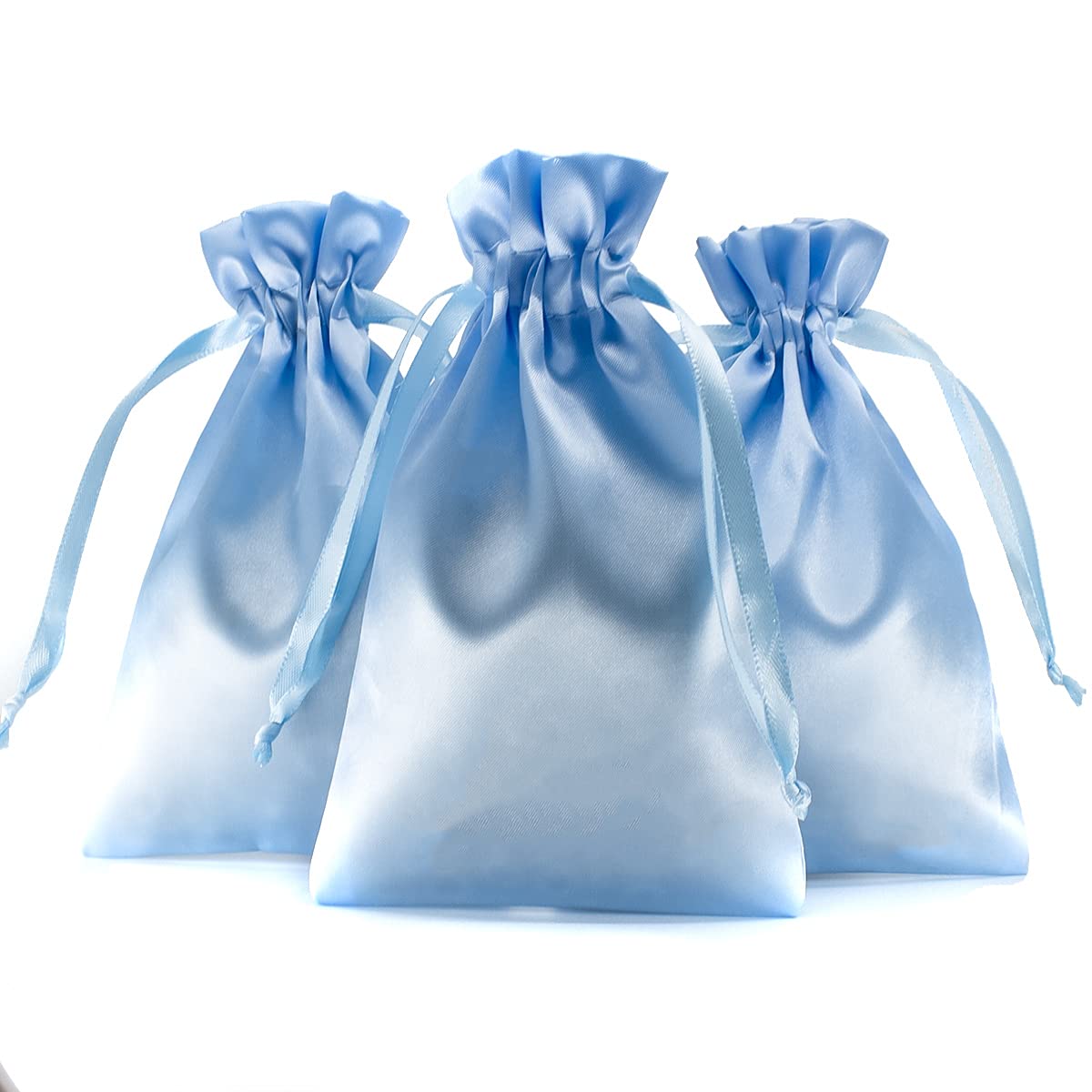 Knitial 3x4 Inch Satin Baby Blue Drawstring Gift Bags - 50 Pack for Jewelry, Wedding Favors, Baby Showers & Christmas Presents | Elegant Party Favor Pouches for Special Occasions