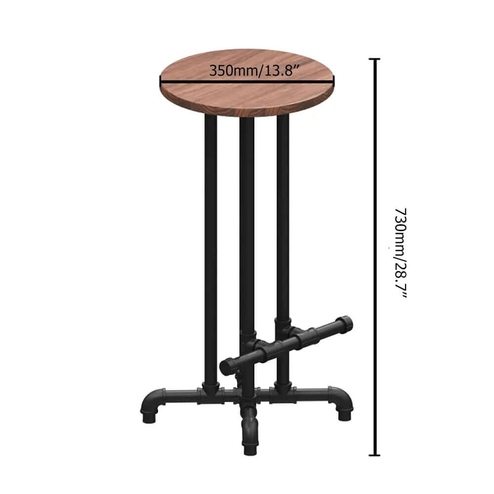 Industrial Bar Stool with Footrest - Solid Wood Bar Height Stool in Black Finish for Kitchen Island, Home Bar & Commercial Use