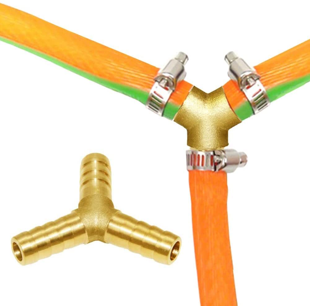 MroMax 6mm Brass Hose Barb Fitting - Y-Shaped 3 Way Union Tee (0.24