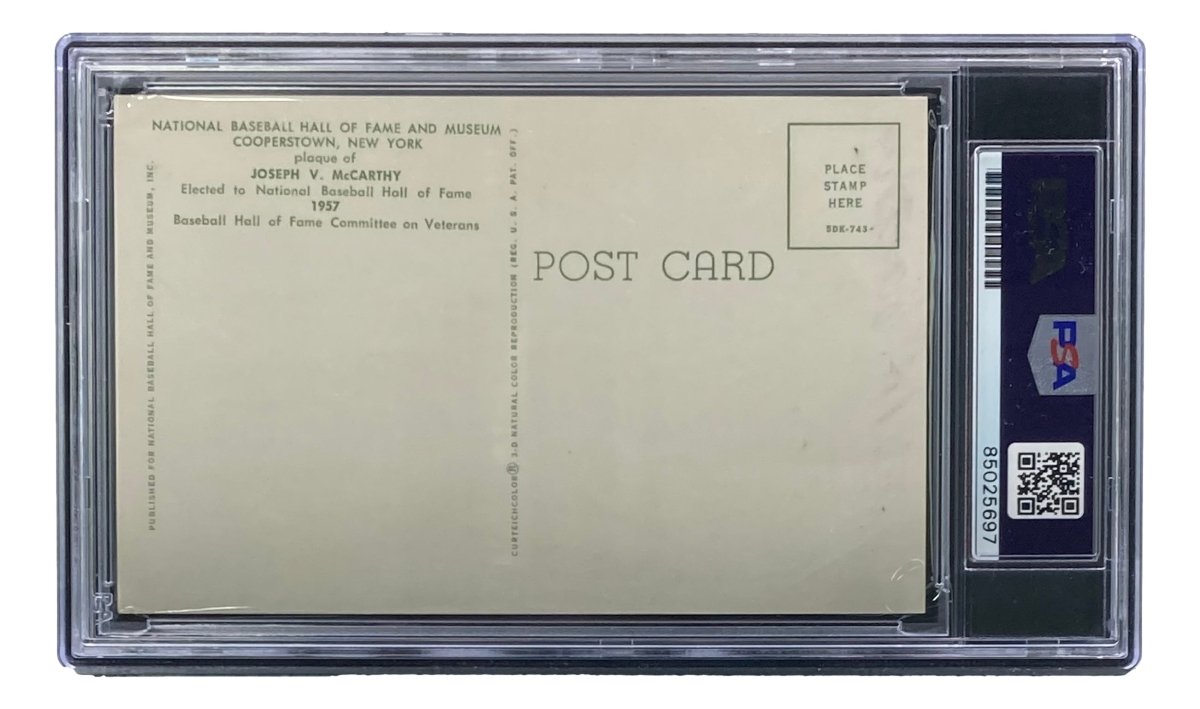 Joe McCarthy Signed 4x6 New York Yankees HOF Plaque Card PSA/DNA Certified 85025697 - Perfect for Baseball Memorabilia Collectors and Yankees Fans Display