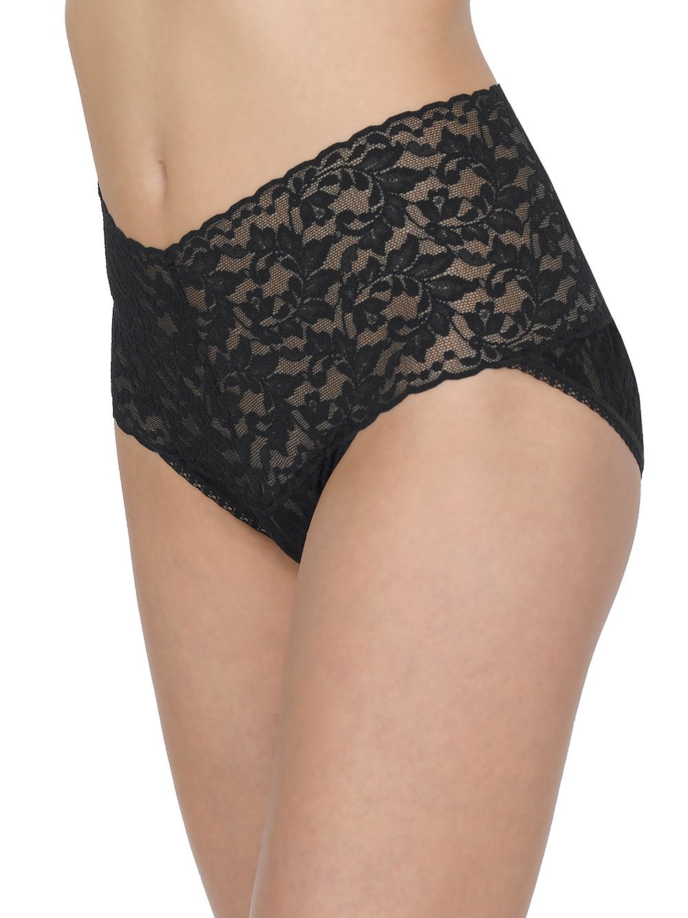 Hanky Panky Retro High Waisted Lace V-Kini Plus Size Panties for Women - Comfortable Vintage Underwear for Everyday Wear & Special Occasions