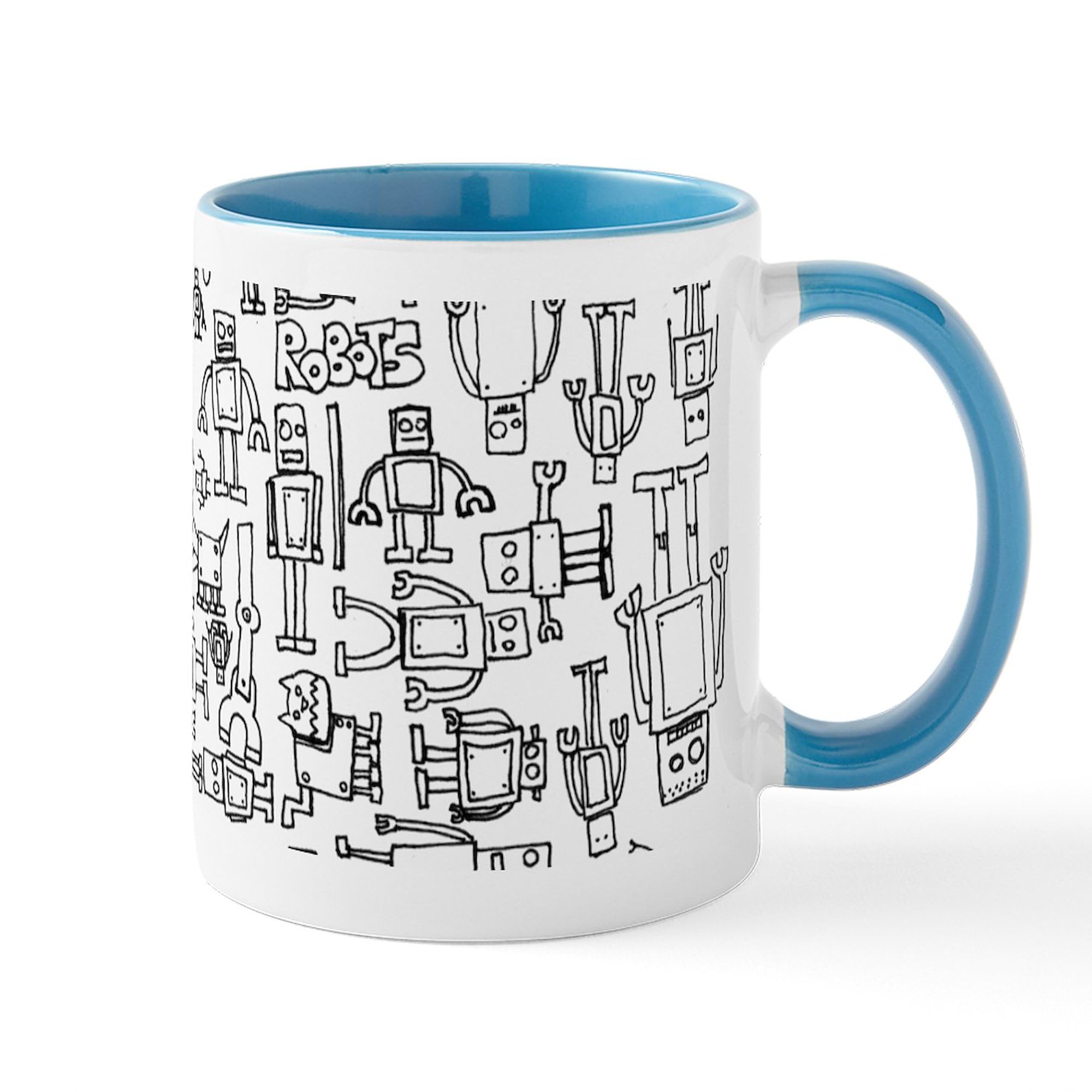 11 oz (325 ml) Ceramic Coffee Mug with Robots Design - Perfect for Office, Home & Gifts | CafePress