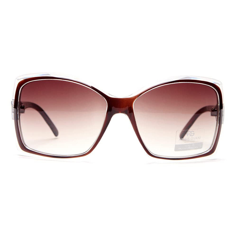 Dasein Oversized Sunglasses for Women - Fashion Designer Summer Shades with UV Protection (U026 Brown) - Perfect for Beach, Driving & Outdoor Activities