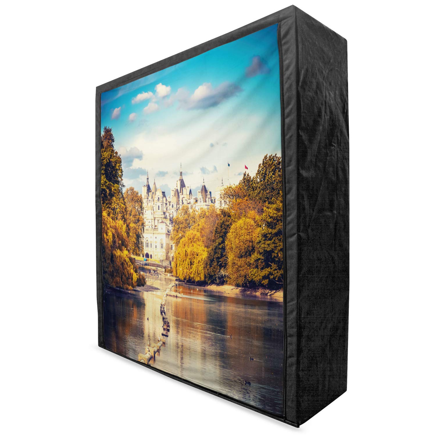 Ambesonne London Portable Fabric Wardrobe - Baroque ST James Park UK Medieval Landscape Design, 59