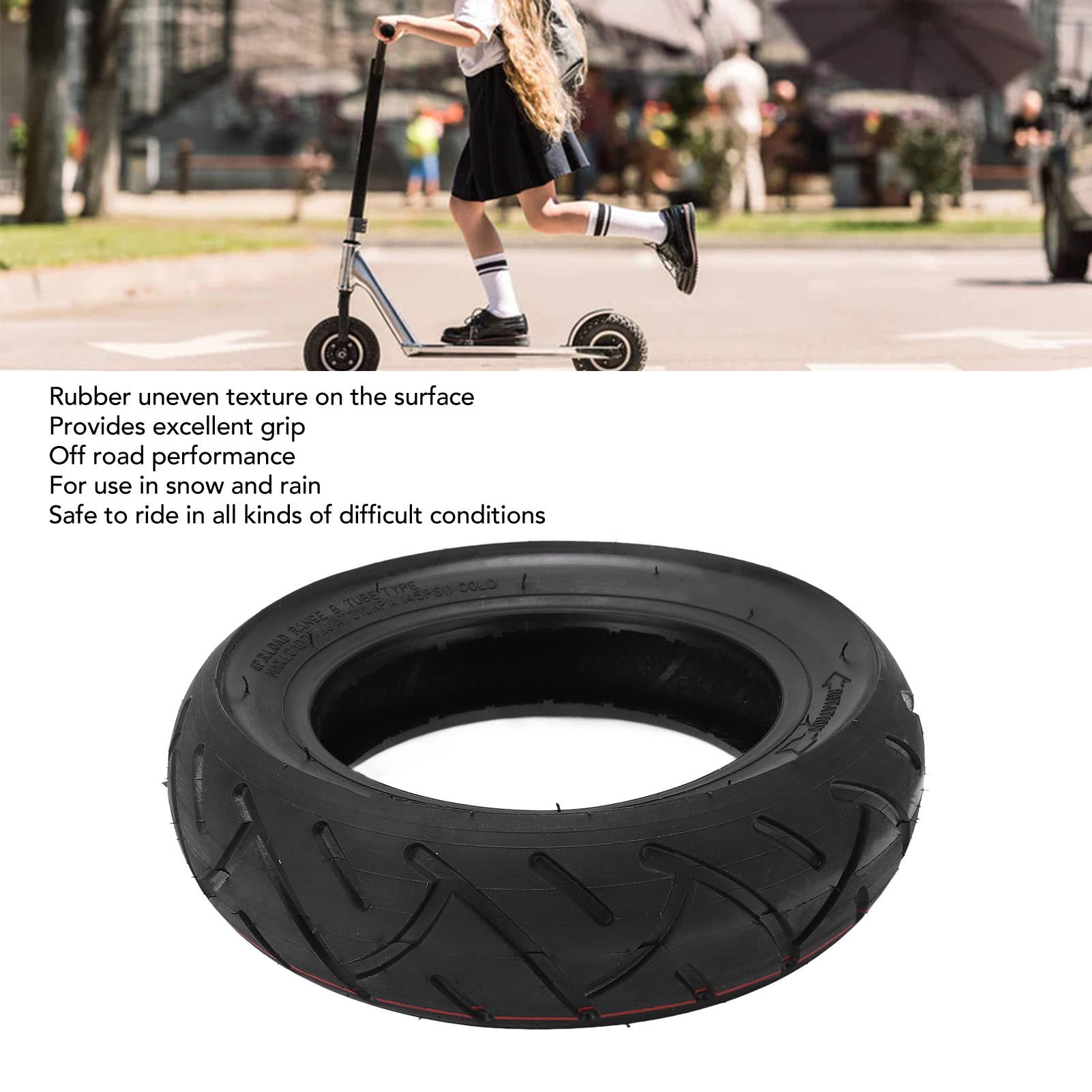 10x3 Electric Scooter Tire - Inflatable Rubber Replacement Tire with Full Core for E-Scooter Wheels (HT002-07) - Perfect for Commuting, Urban Travel & Last-Mile Transportation
