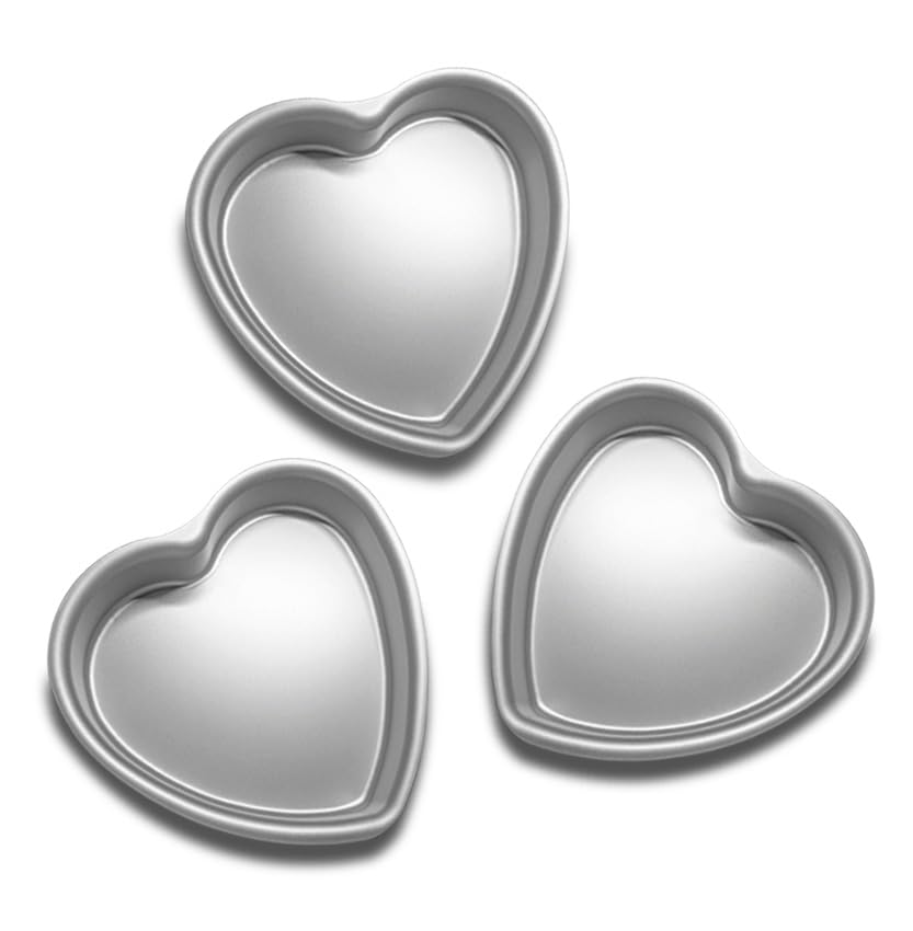 3-Pack 8x2 Inch Heart Shaped Cake Pans, Aluminum Baking Pans for Birthday Cakes, Valentine's Day, Weddings & Special Occasions - Perfect for Baking, Decorating & Gifting