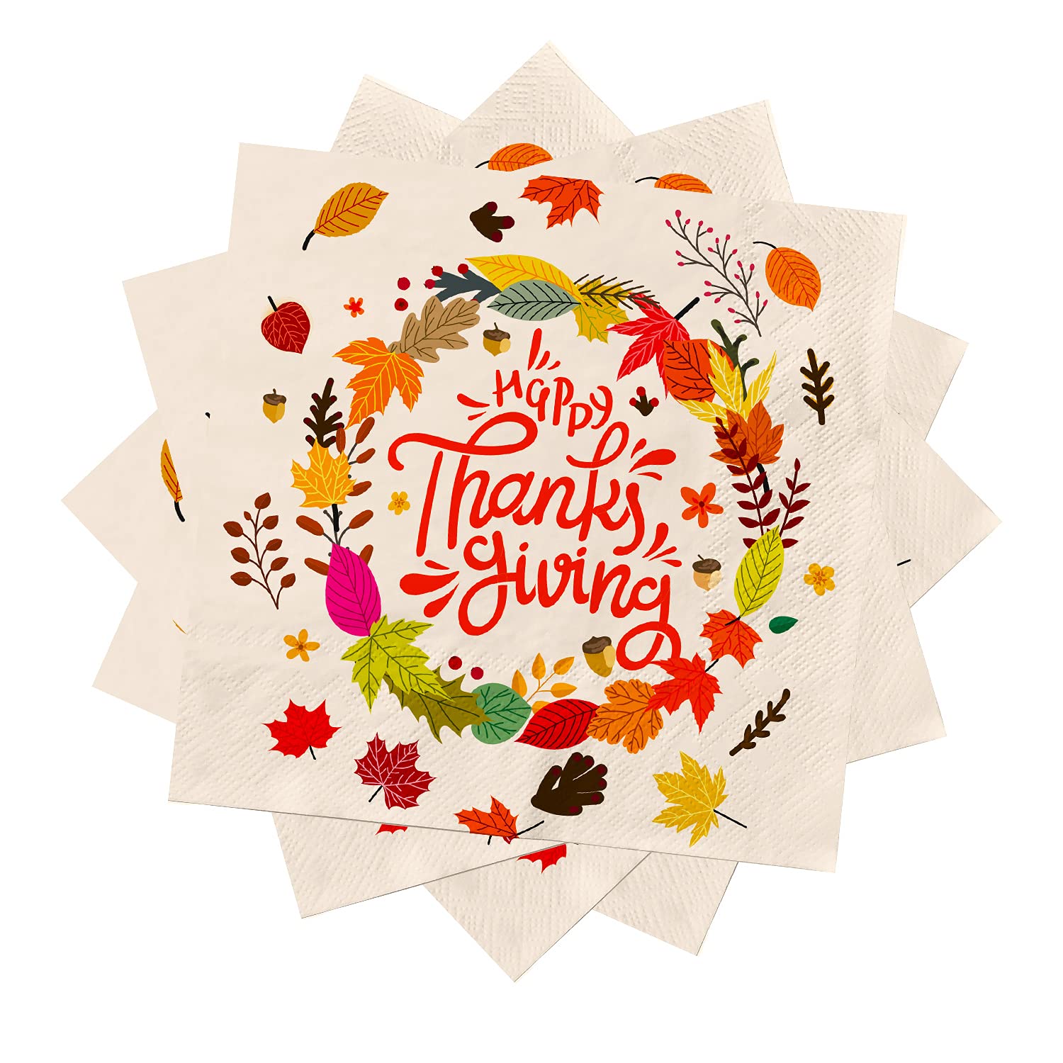 Gatherfun Thanksgiving Party Supplies - 50 Pack Fall Leaves Disposable Paper Napkins for Thanksgiving Dinner, Autumn Party Decorations | Perfect for Holiday Tablescapes, Family Gatherings & Seasonal Celebrations