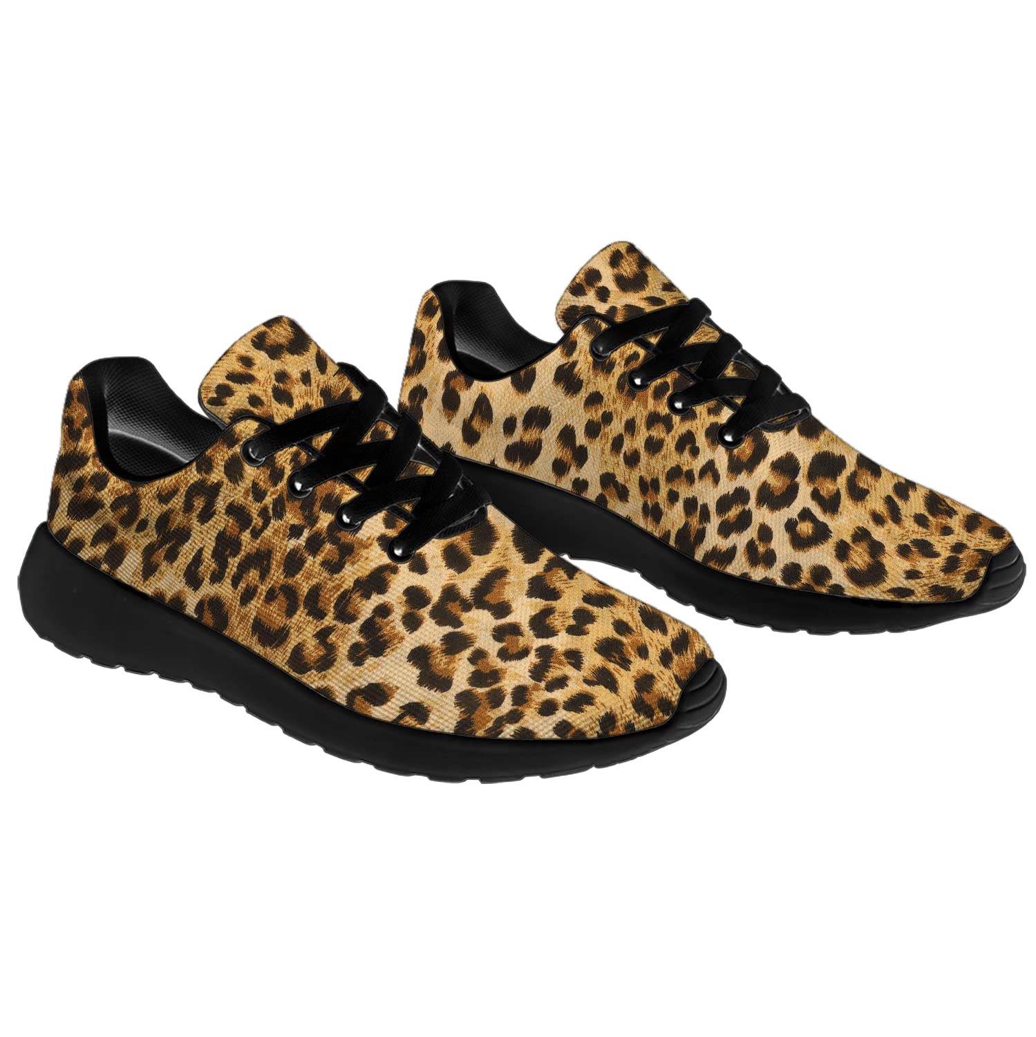 Leopard Print Running Shoes for Men & Women - Brown Cheetah Animal Print Sneakers for Walking, Tennis, Gym & Casual Wear - Size 13 Men/15.5 Women - Perfect Athletic Shoes & Unique Gift for Him/Her