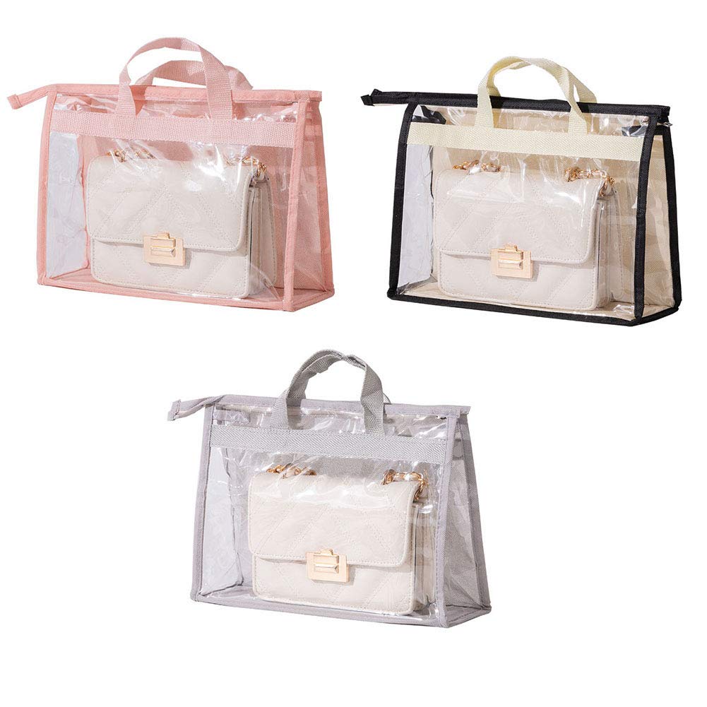 Okngr 3-Piece Clear Hanging Handbag Organizer - Transparent Dustproof Purse Storage Bags with Moisture Protection | Perfect for Closet Organization & Handbag Display