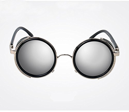 Steampunk Round Sunglasses for Men & Women - Vintage Cyber Goggles with Side Shields | Perfect for Cosplay, Halloween, and Retro Fashion