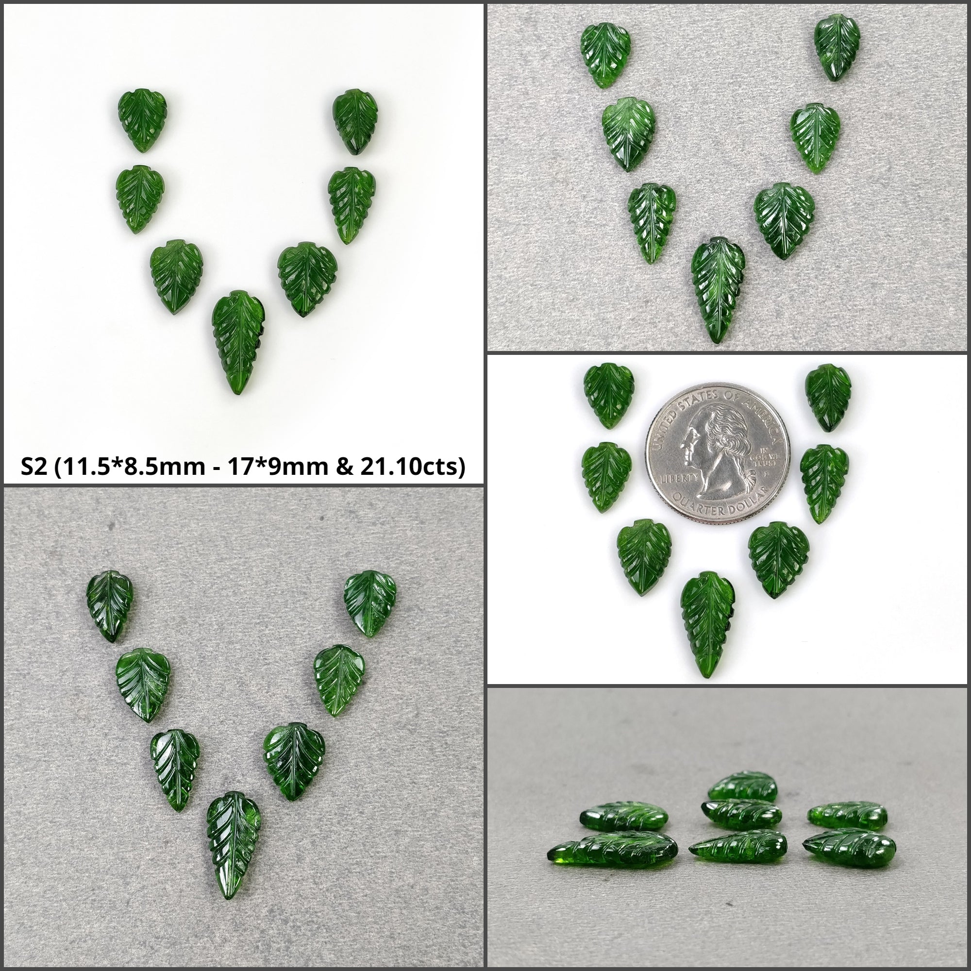 Natural Green Chrome Diopside Gemstone Carving - Handcrafted Leaf Pendant (6pcs/7pcs/10pcs) | Healing Crystal Jewelry for Meditation, Energy Work & Spiritual Gifts