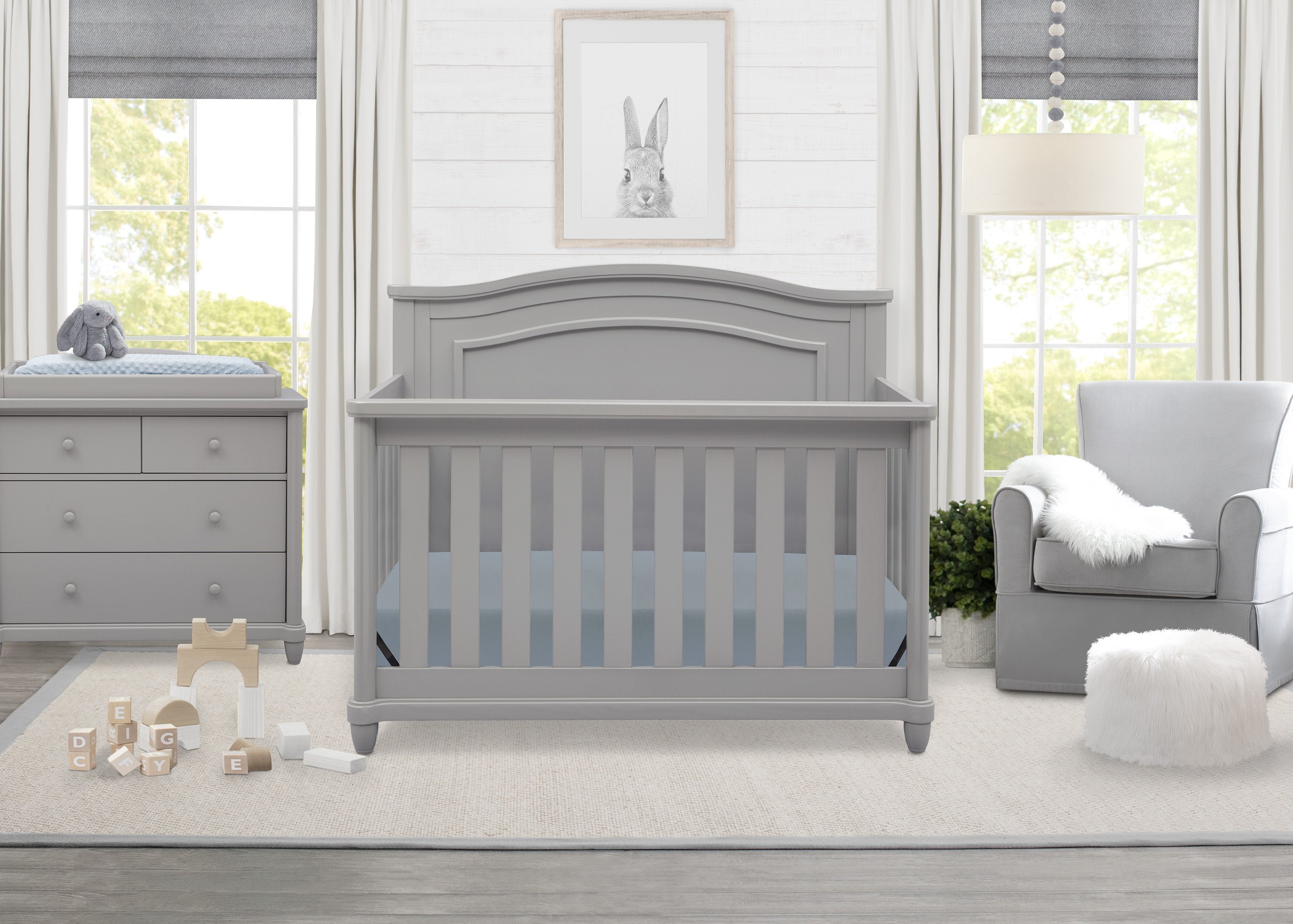 Belmont 4-in-1 Convertible Baby Crib - White Nursery Furniture for Newborn to Toddler Bed | Perfect for Modern Nursery, Bedroom & Daycare Use