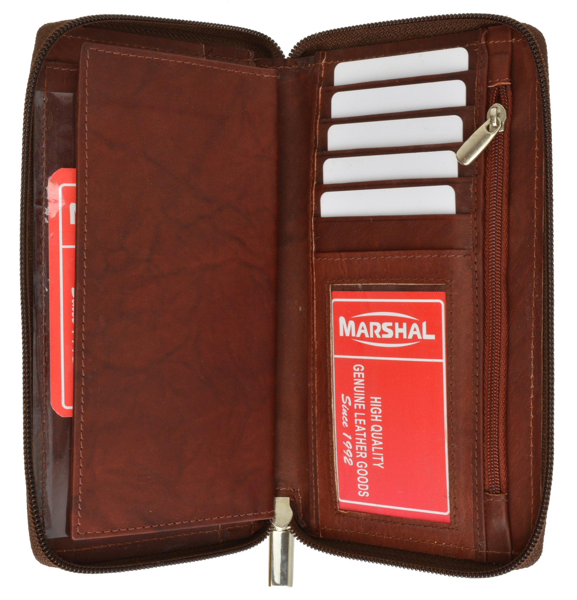 Premium Unisex Leather Zip-Around Checkbook Wallet - Stylish & Durable RFID Blocking Billfold for Men & Women - Perfect for Business, Travel & Everyday Use