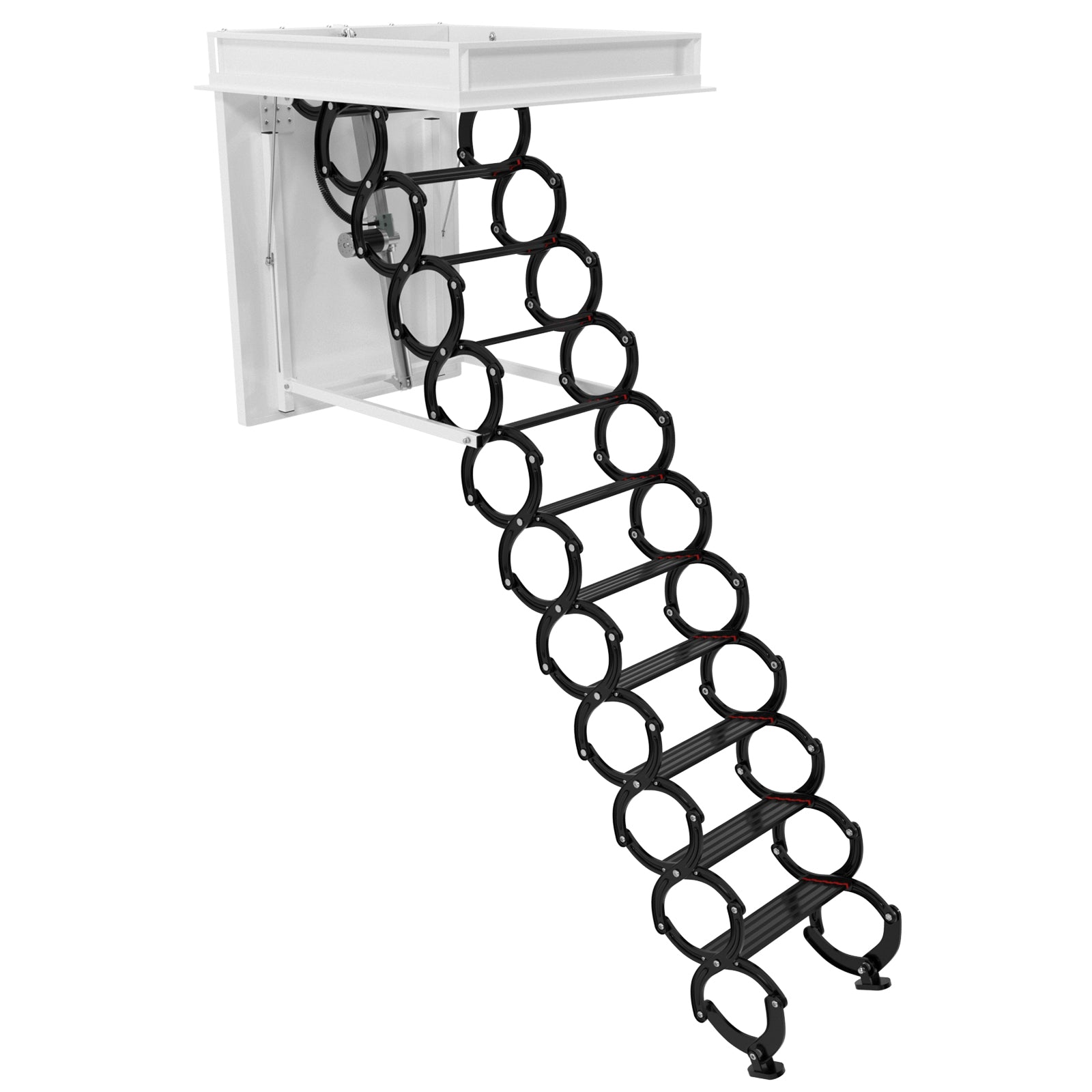 11 Steps 3m Electric Attic Ladder - Aluminum Folding Loft Ladder with Remote Control (31.5