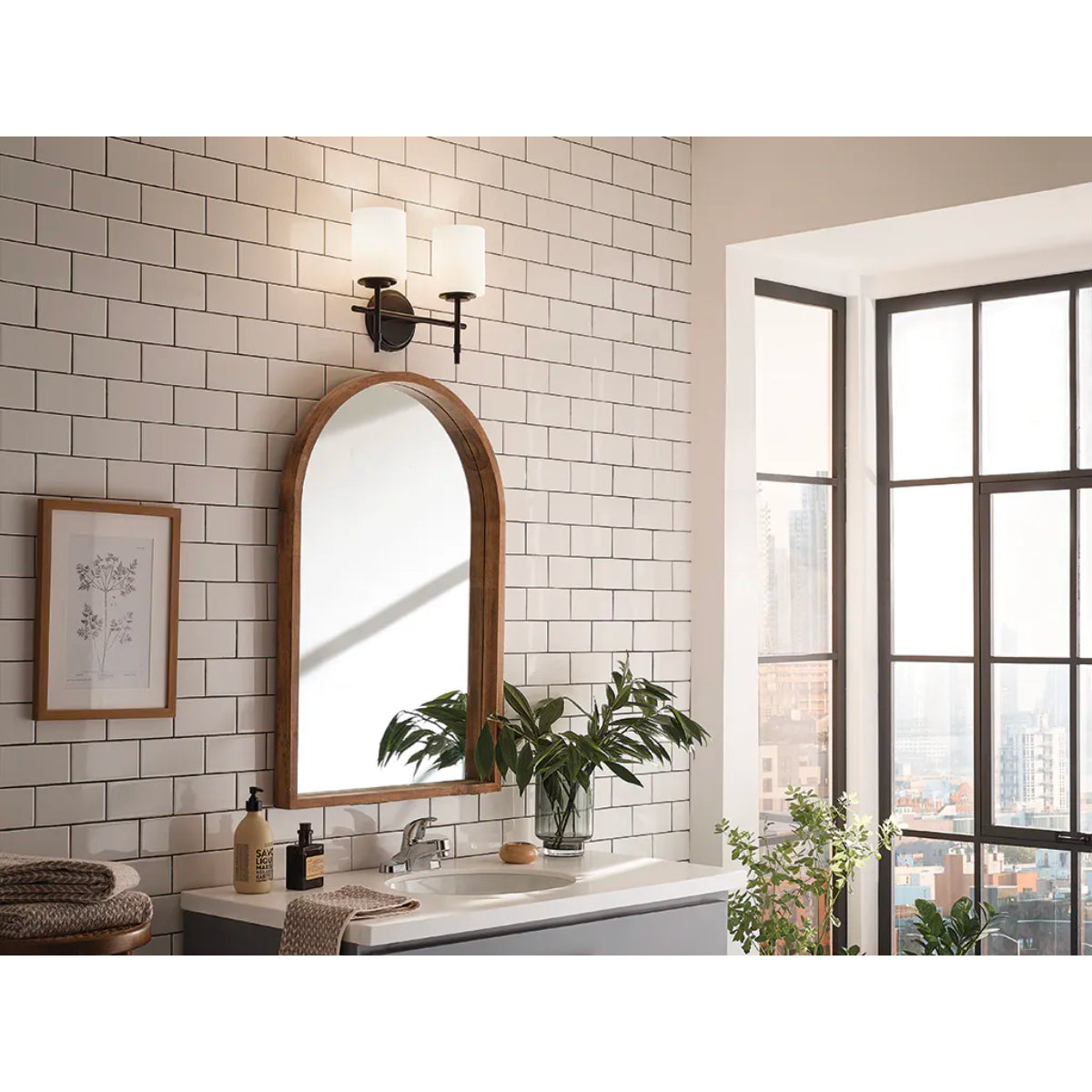 Modern Bathroom Vanity Light - LED Wall Sconce with Adjustable Arms, Dimmable Lighting for Makeup & Grooming - Perfect for Bathroom, Dressing Room & Bedroom Vanity Areas