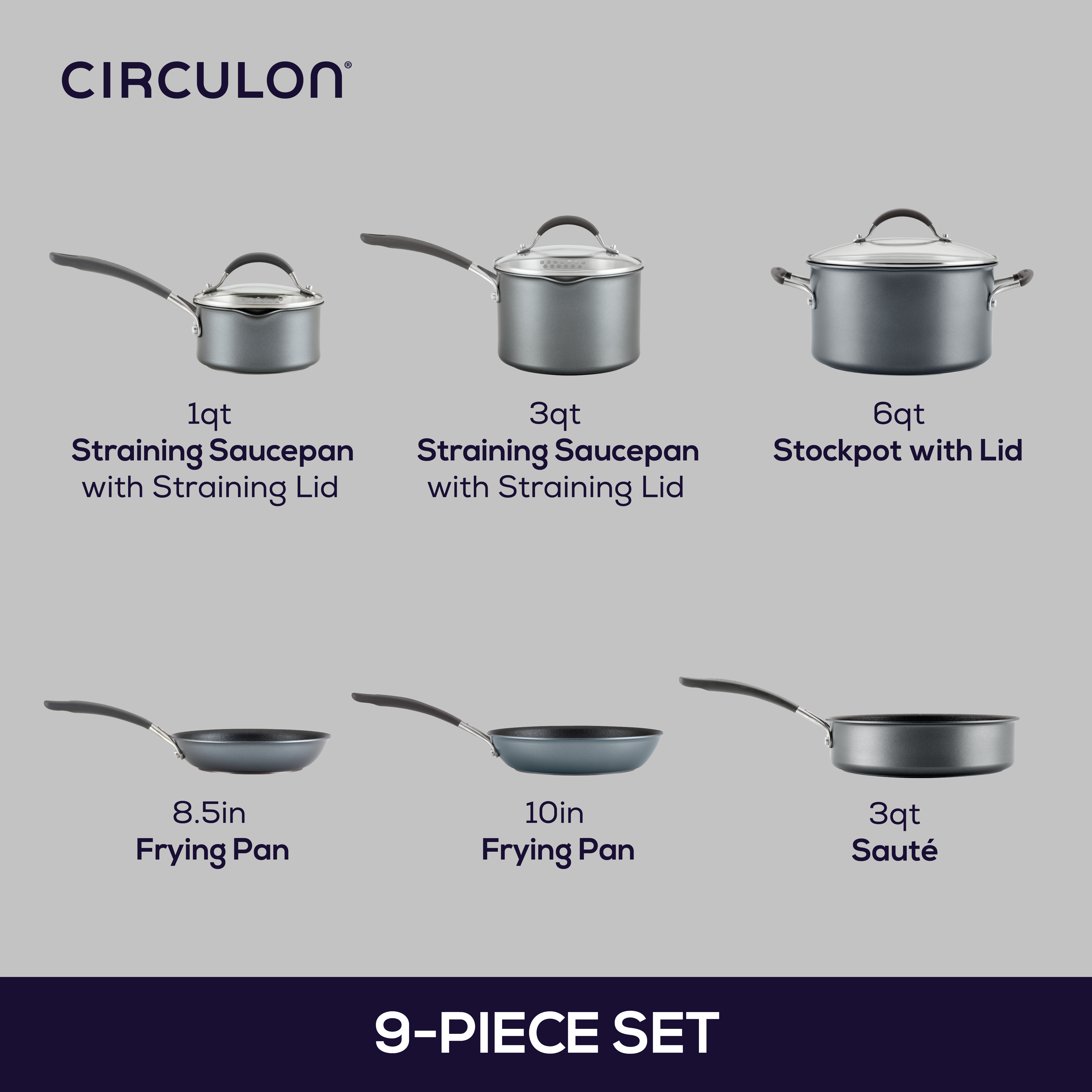 9-Piece A1 ScratchDefense™ Nonstick Cookware Set - Premium Kitchen Cookware for Frying, Boiling & Baking - Perfect for Home Chefs & Professional Kitchens