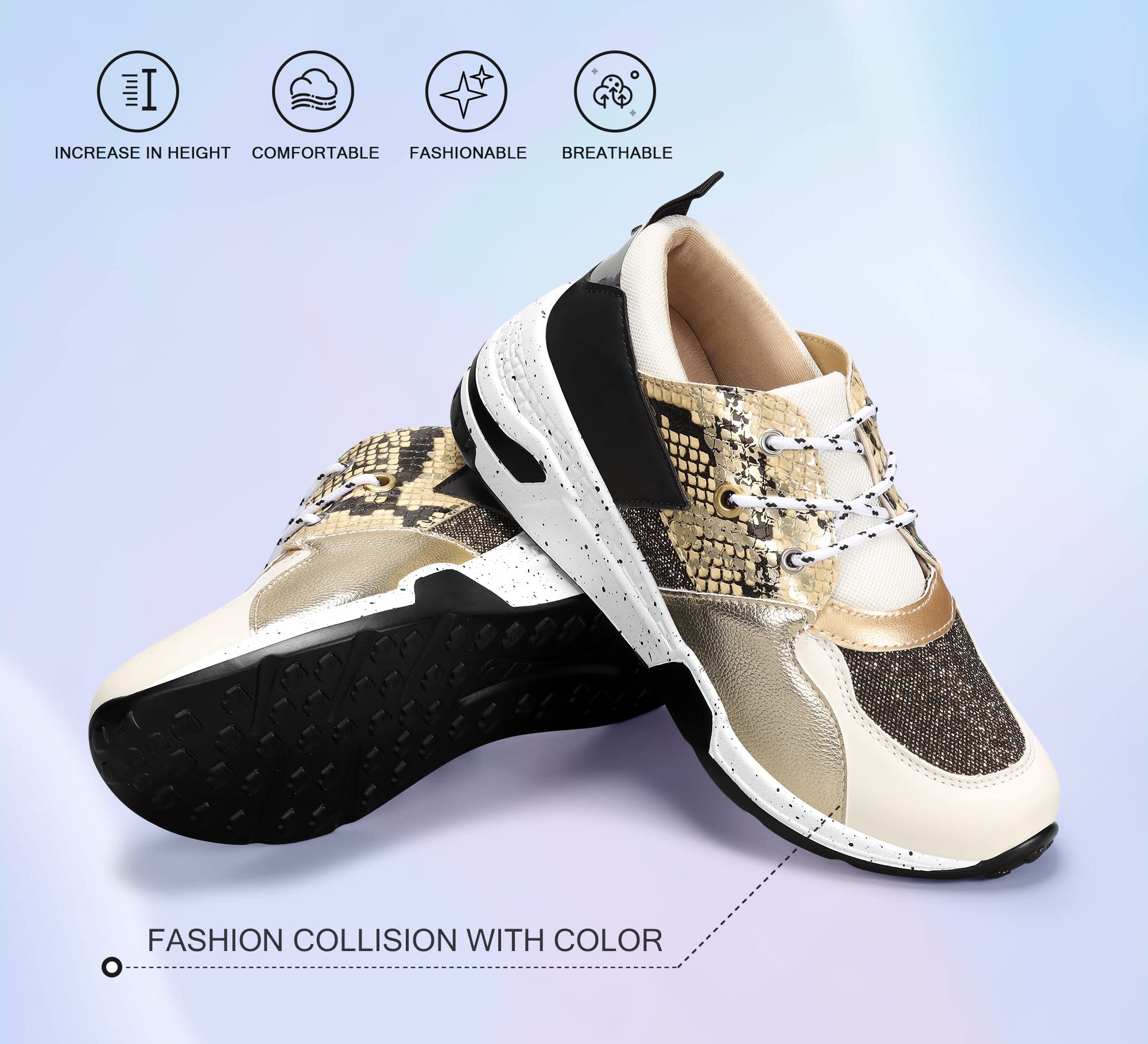 LUCKY STEP Women's High Heel Wedge Sneakers - Retro Platform Lace Up Casual Shoes for Women | Comfortable Fashion Sneakers for Work, Dating & Everyday Wear