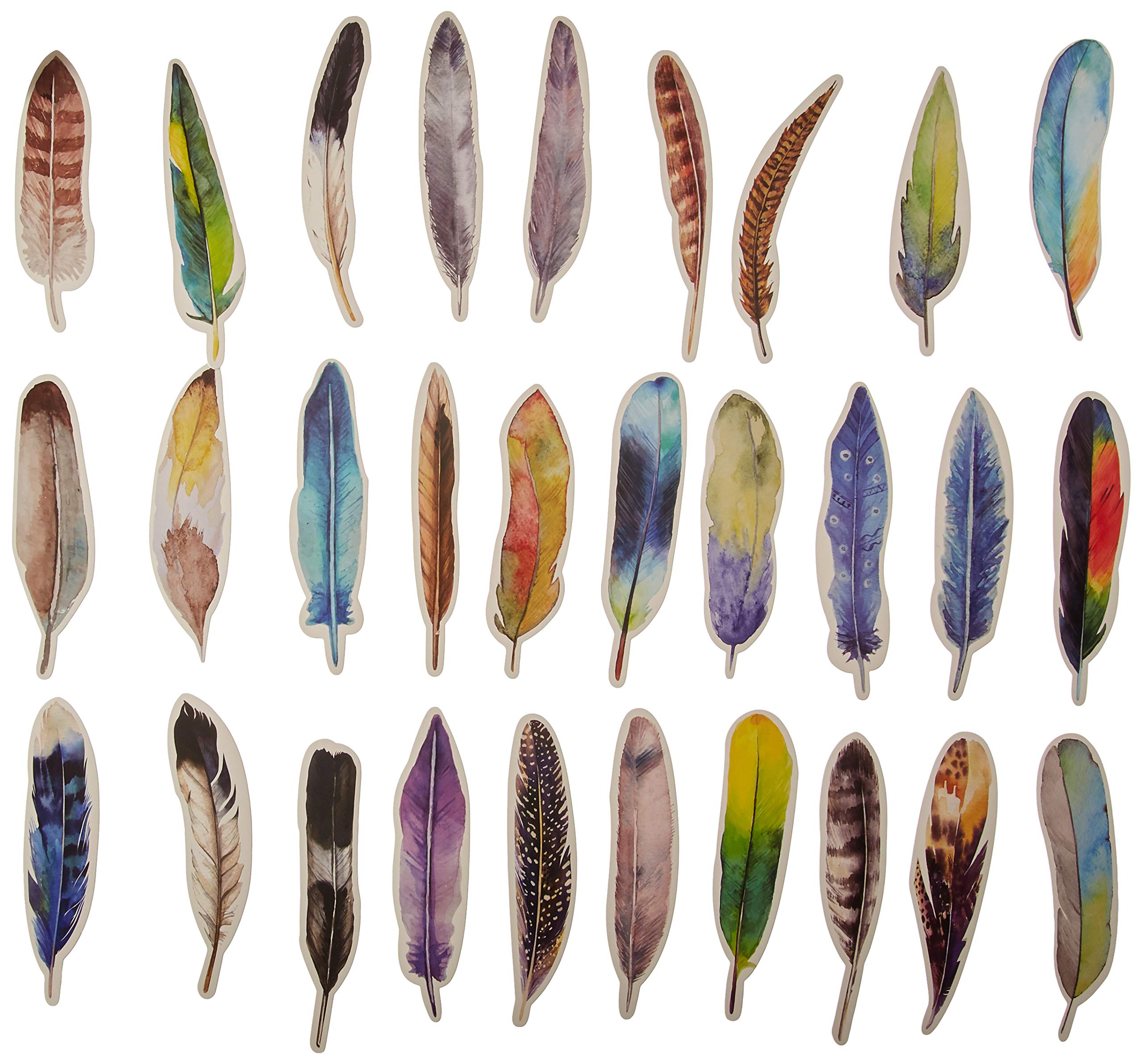 Colorful Feather Shaped Bookmarks - 30 PCS Set for Books, Journals, Planners & Gifts - Unique Reading Accessories for Book Lovers & Students