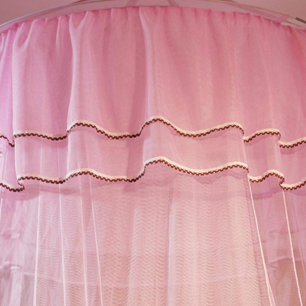Taidda Princess Bed Canopy Net - 2.1 x 3.8 x 6.09 Ft Breathable Round Lace Bed Curtain in White & Pink | Perfect for Girls' Bedroom Decor, Fairy Tale Theme Parties & Nursery Room Design