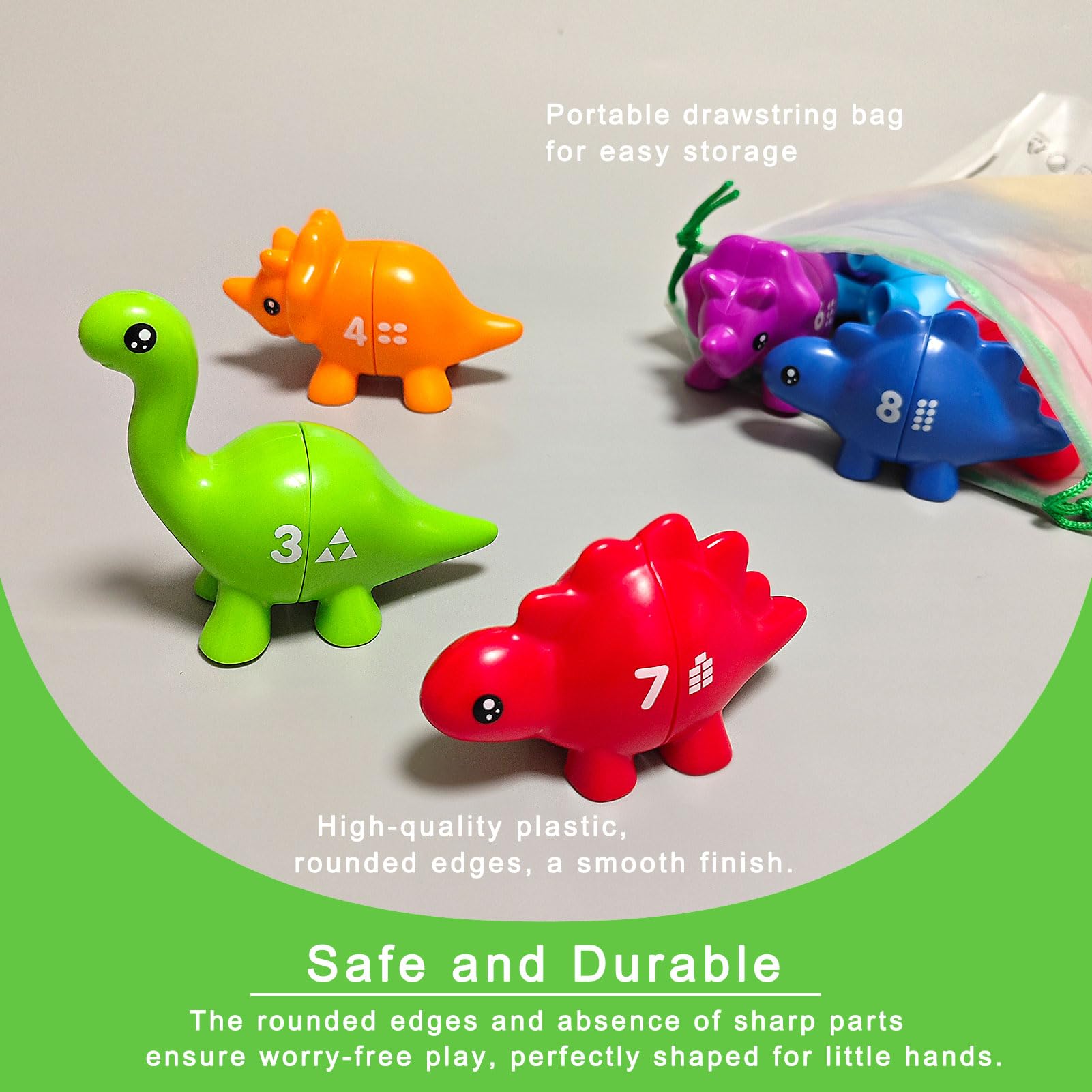 Dinosaur Matching Game 1-10 - Fine Motor Skills Toys, Preschool Counting & Sorting Educational Toys for Toddlers (Boys & Girls) - Sensory Bin Dino Toys for Classroom, Homeschool & Christmas Gifts