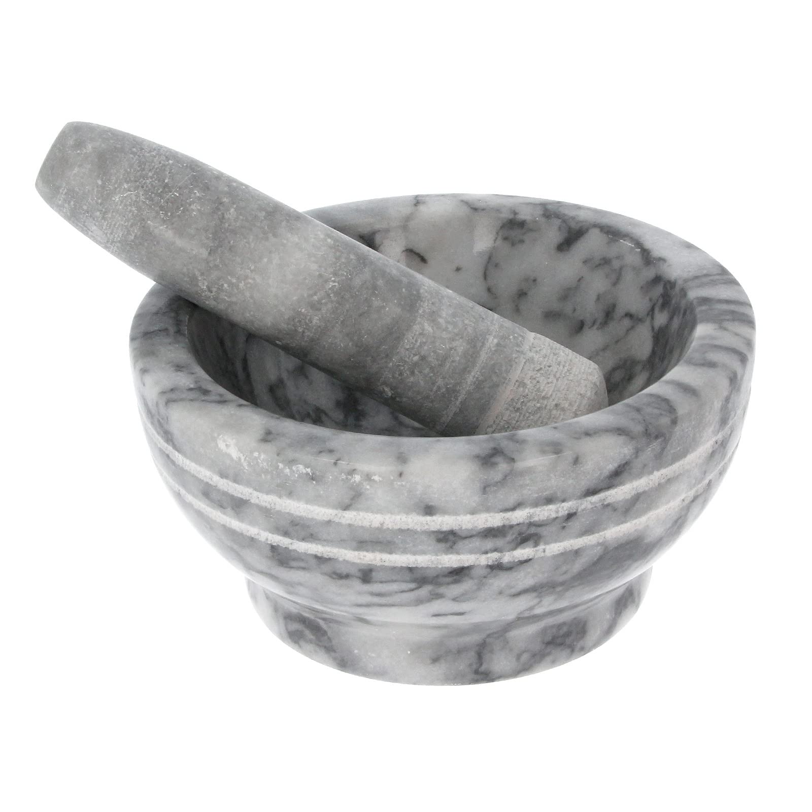 Premium Natural Marble Mortar and Pestle Set - Polished Stone Spice & Herb Grinder for Pesto, Guacamole, Coffee Beans - Kitchen Tool for Grinding, Crushing Pills & Pastes (12.5cm, Grey) - Perfect for Home Cooking, Apothecary Use & Gourmet Food Preparation