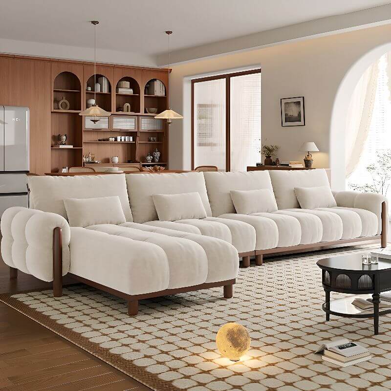 Dark Green L-Shaped Sectional Sofa with Chaise Lounge, Left-Facing Round Arm - Perfect for Living Room, Home Theater & Small Spaces