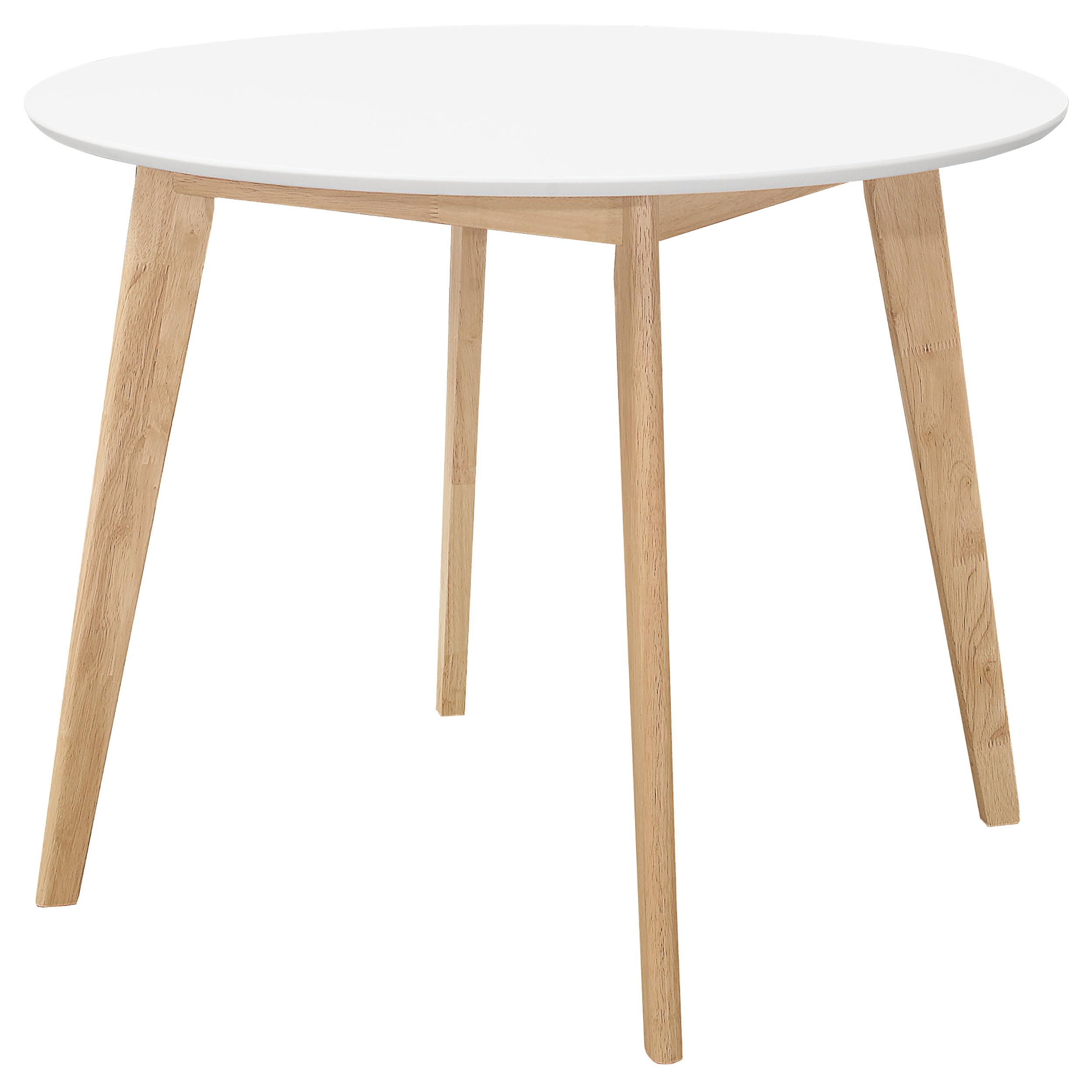 Breckenridge Round Dining Table - Matte White & Natural Oak Finish | Coaster Furniture | Perfect for Small Spaces, Breakfast Nooks & Cozy Dining Rooms