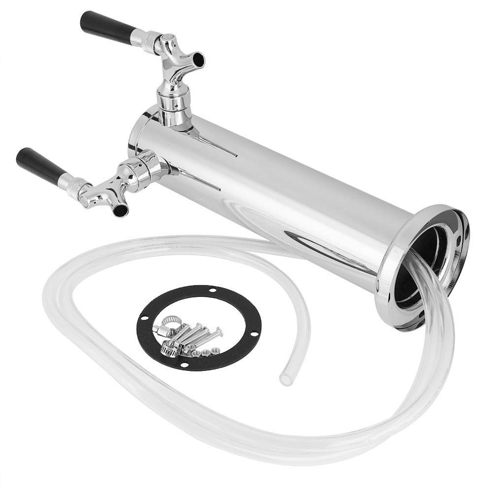 Stainless Steel Beer Dispenser - Commercial Grade Draft Beer Kegerator Tower Kit with Dual Faucet Tap, 2 Hose Beer Tower System for Home Bars, Pubs & Parties | Perfect for Serving Beer, Soda & Cold Beverages
