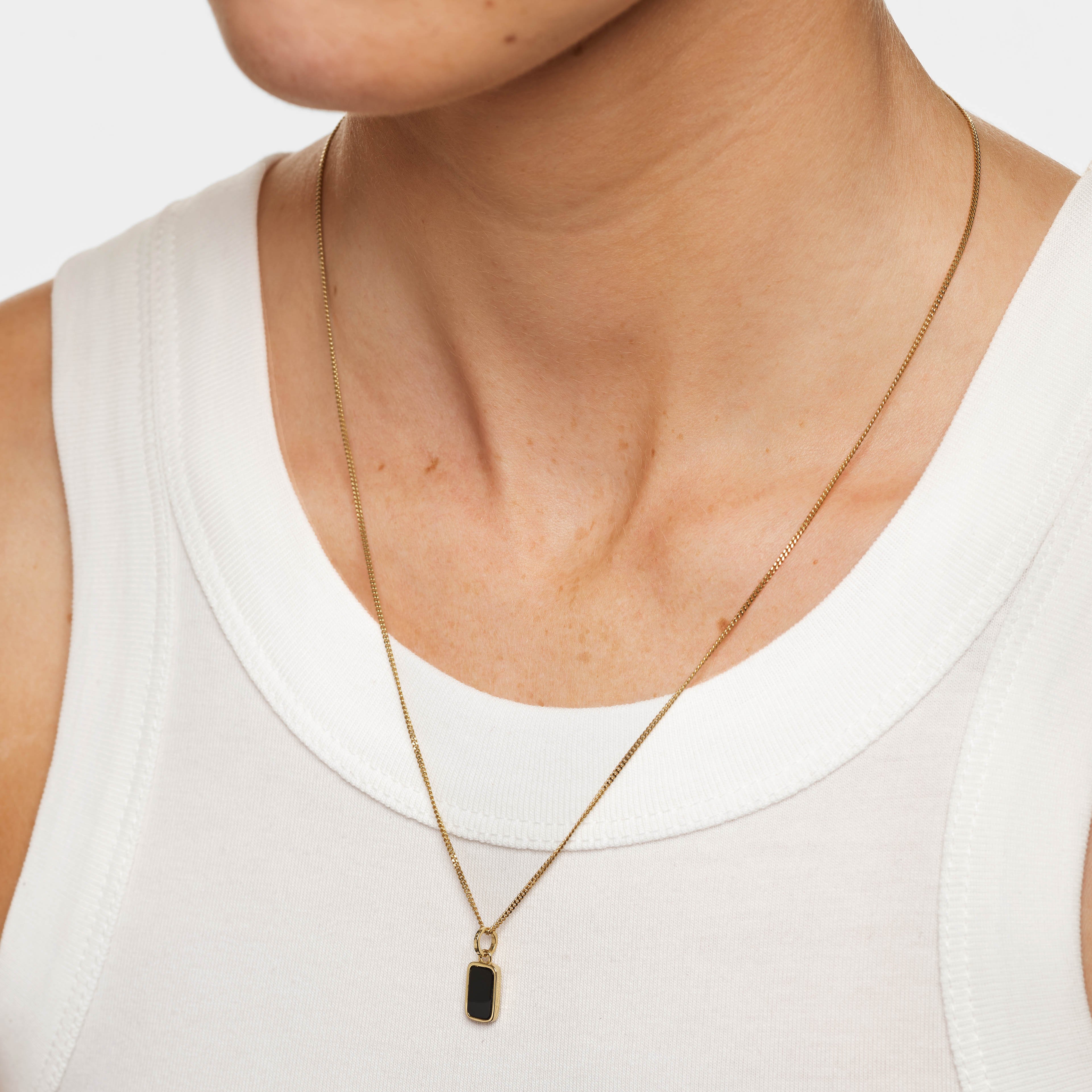 Elegant Micro Black Onyx Unisex Gold Pendant Necklace - Perfect for Gifts, Weddings & Everyday Wear