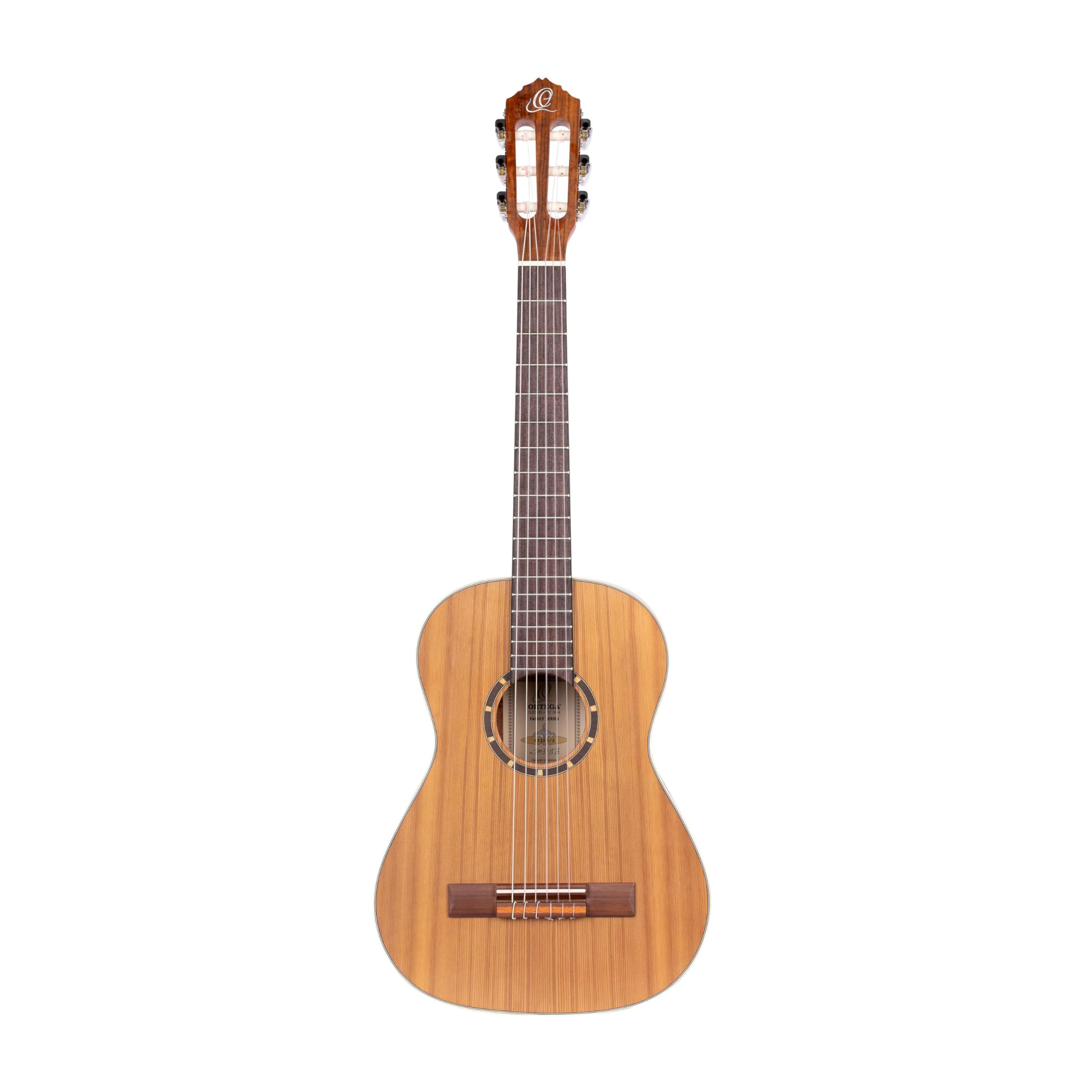 Ortega R122-1/2 1/2 Size 6-String Nylon Classical Guitar with Gig Bag - Cedar Top, Natural Satin Finish (Right-Handed) | Perfect for Beginners, Travel & Home Practice