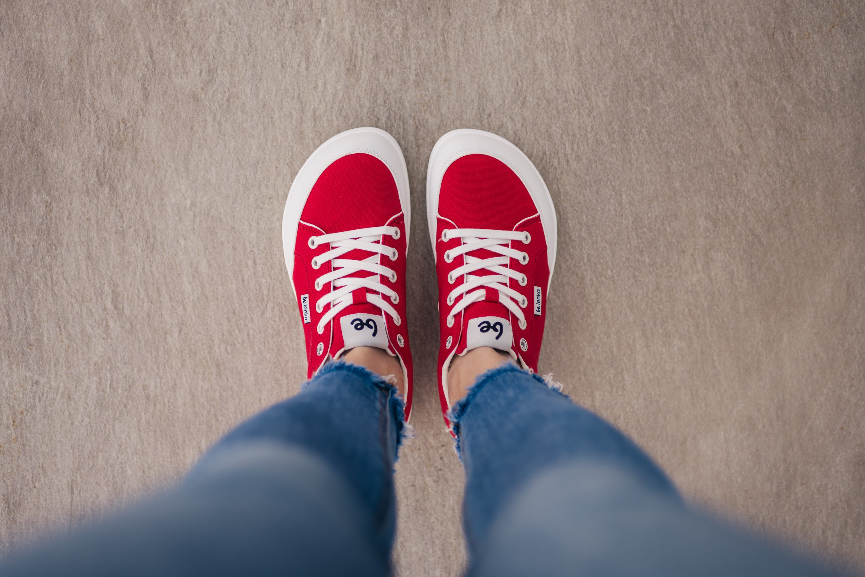 Barefoot Sneakers for Women & Men - Be Lenka Rebound Minimalist Shoes in Red & White | Lightweight Zero Drop Footwear for Running, Walking & Everyday Comfort