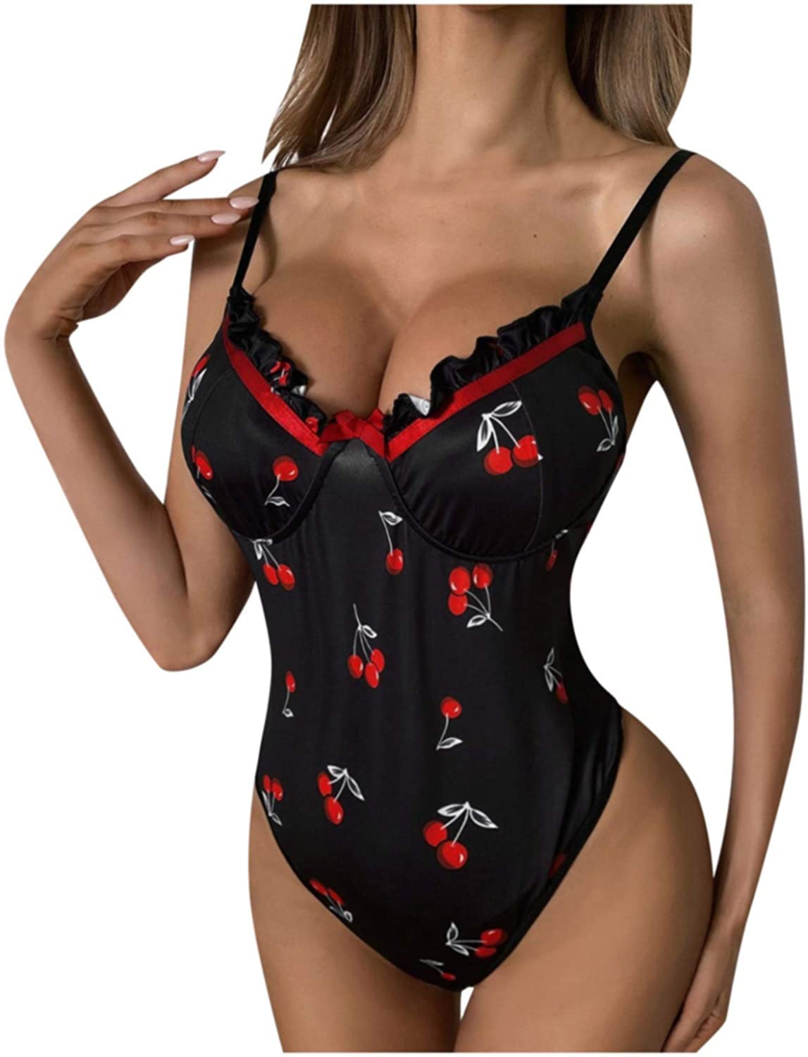 Sexy Lace Lingerie for Women - Cute Bowknot Babydoll Nightdress with V-Neck & Hollow Out Design | Romantic Lingerie Set for Valentine's Day, Honeymoon & Special Occasions