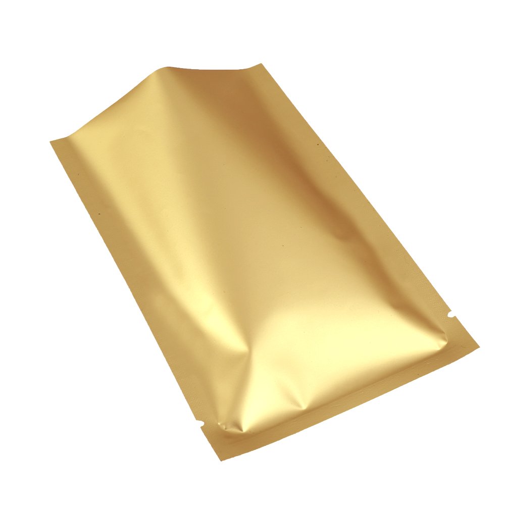 Premium Gold Mylar Foil Bags - 100 Pack (10cm x 15cm) | Resealable Food Storage Bags for Snacks, Coffee, Tea & Dry Goods | Airtight, Moisture-Proof & Freshness Protection | Perfect for Home, Kitchen & Pantry Organization