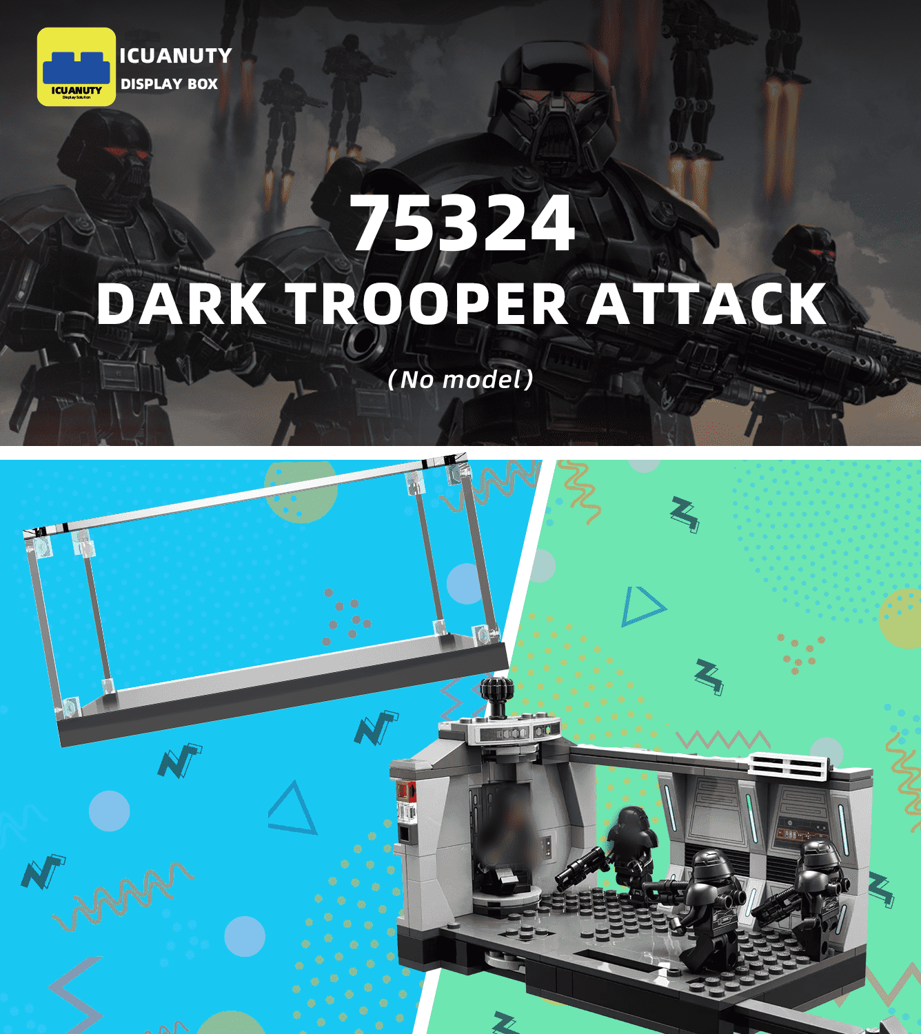 LEGO Star Wars Dark Trooper Attack 75324 Display Case - Premium Acrylic Showcase for Collectible Building Sets - Perfect for Home Decor, Office Display & Gift Giving
