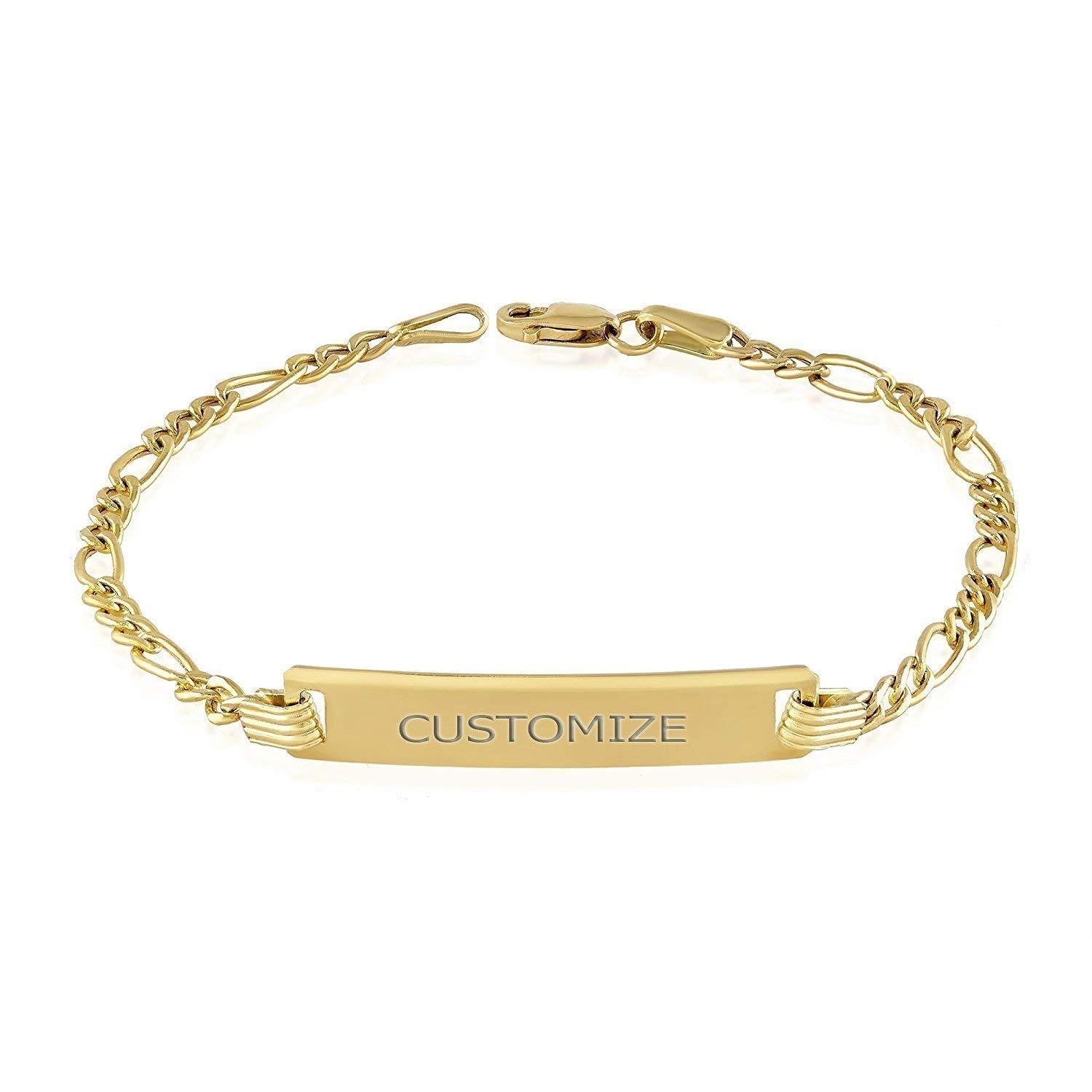 14K Real Yellow Gold Baby ID Bar Bracelet - Personalized Name Adjustable Engravable Bracelet for Newborns & Kids - Cute Jewelry Gift for Boys & Girls - Perfect for Christenings, Birthdays & Special Occasions