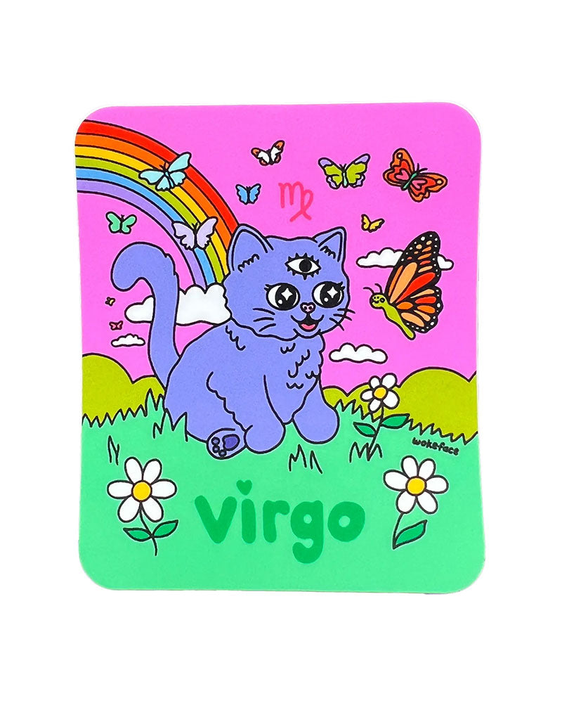Virgo Zodiac Sticker - Unique Wokeface Design for Astrology Lovers | Perfect for Laptops, Water Bottles & Phone Cases