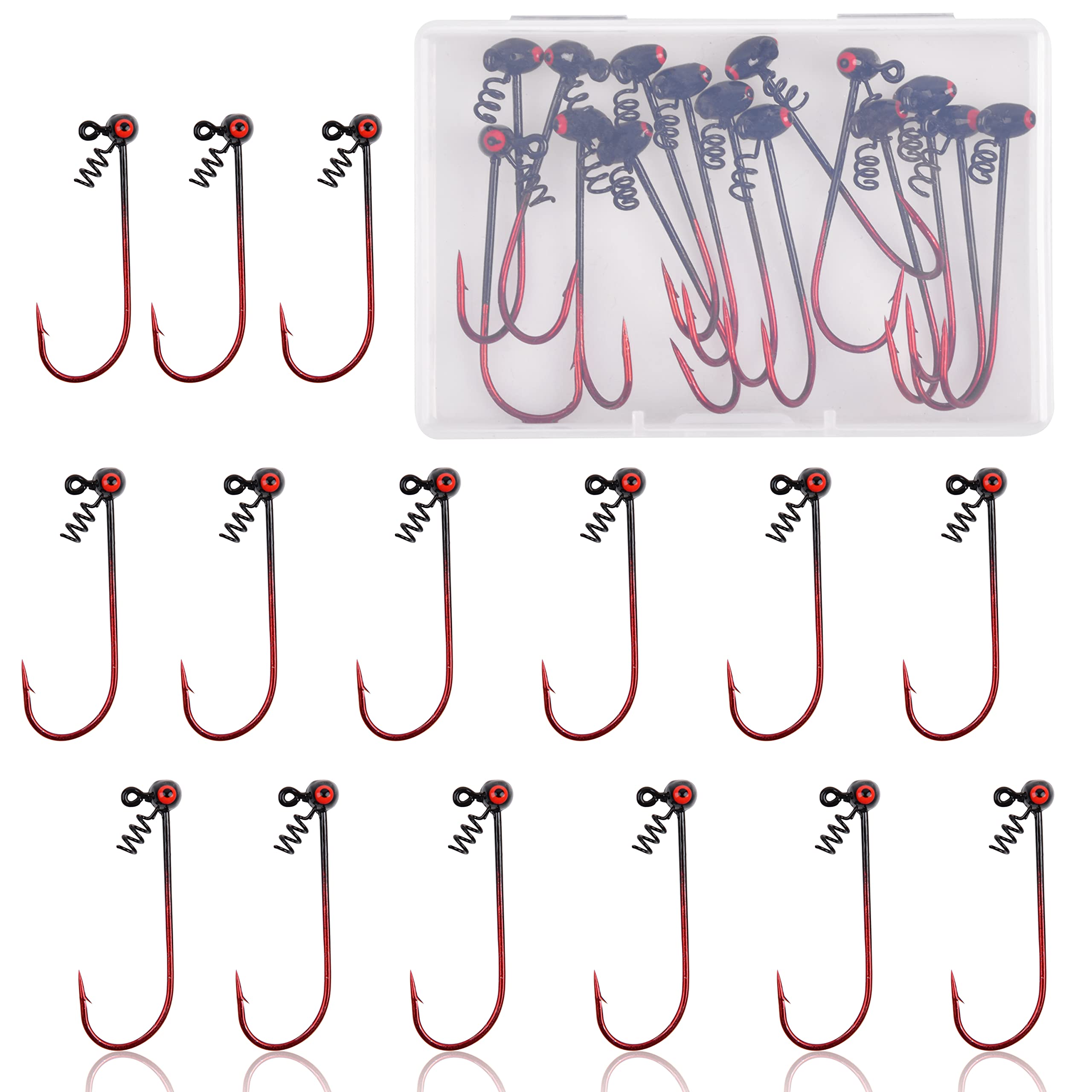 Football Jig Hooks for Bass Fishing - 15PCS Shakyhead Jig Lures with Screw Lock Barbed Hooks (1/16oz, 1/8oz, 1/4oz) - Perfect for Freshwater Fishing, Lake & River Bass Angling