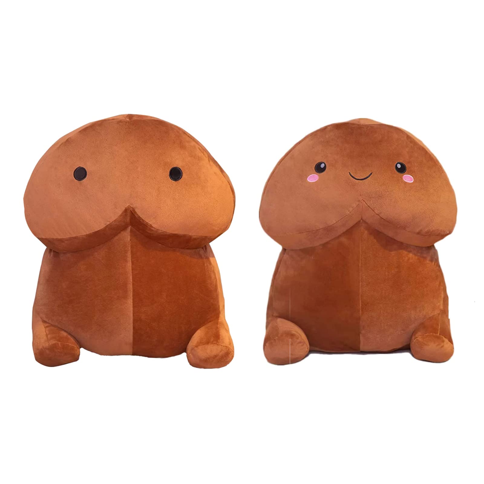 Cute & Smile Brown Stuffed Animal Plush Throw Pillows (2Pcs, 19.69in) - Funny Stress Relief Body Pillows for Adults, Creative Hugging Pillow - Perfect Gift for Women & Men - Great for Sofa Decor, Bedroom Comfort and Stress Relief